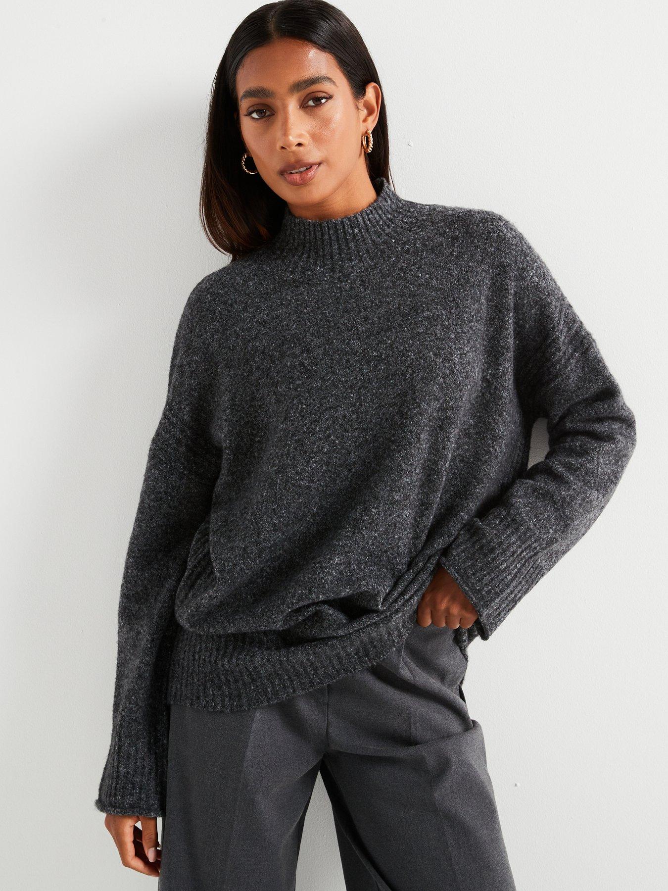 v-by-very-funnel-necknbsplongline-oversized-jumper-charcoalfront