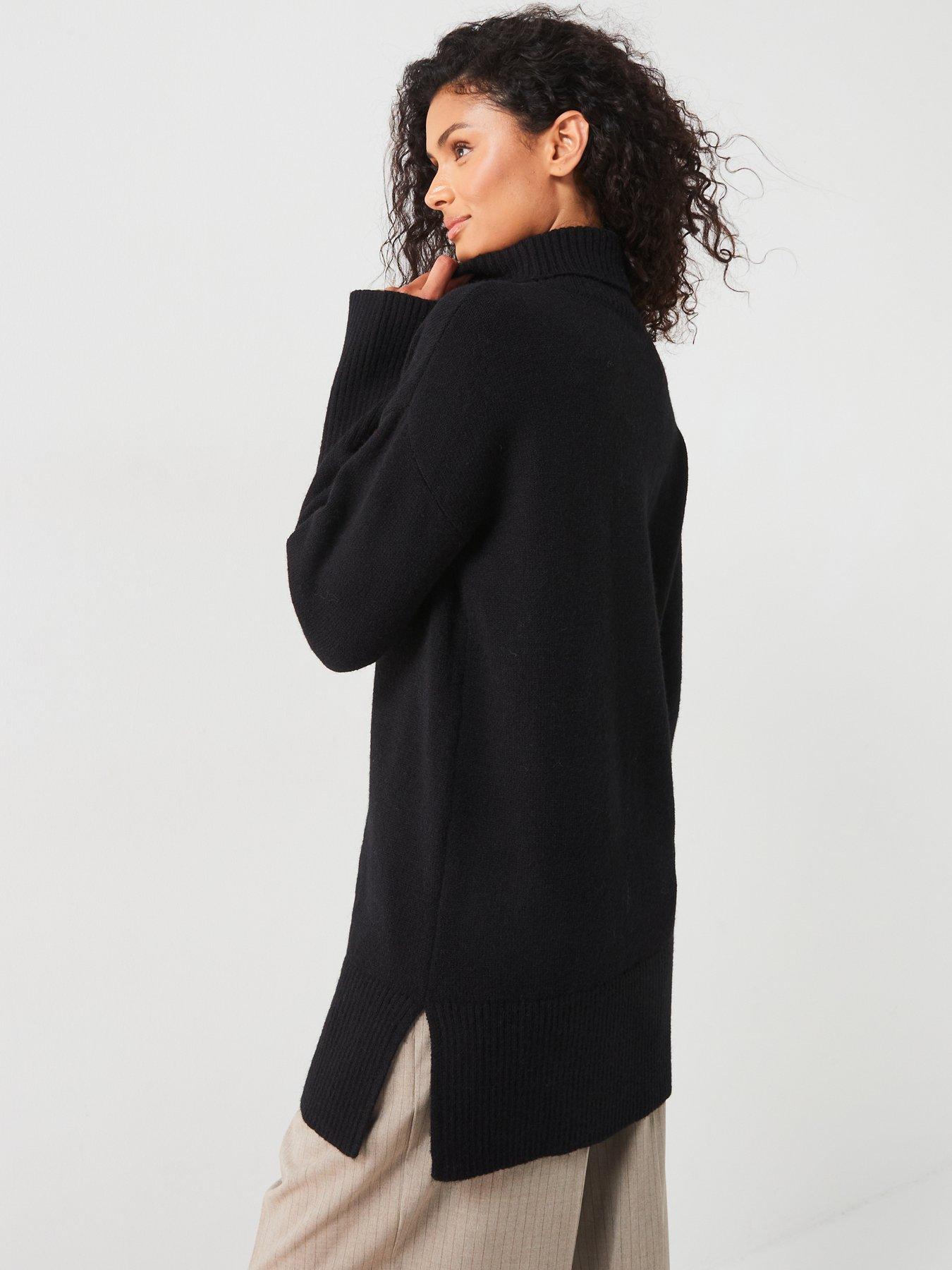 v-by-very-roll-neck-deep-rib-longline-jumper-blackstillFront