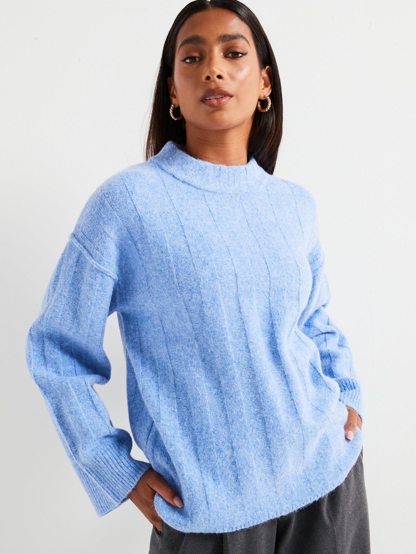 v-by-very-crew-neck-ribbed-oversized-jumper-blue