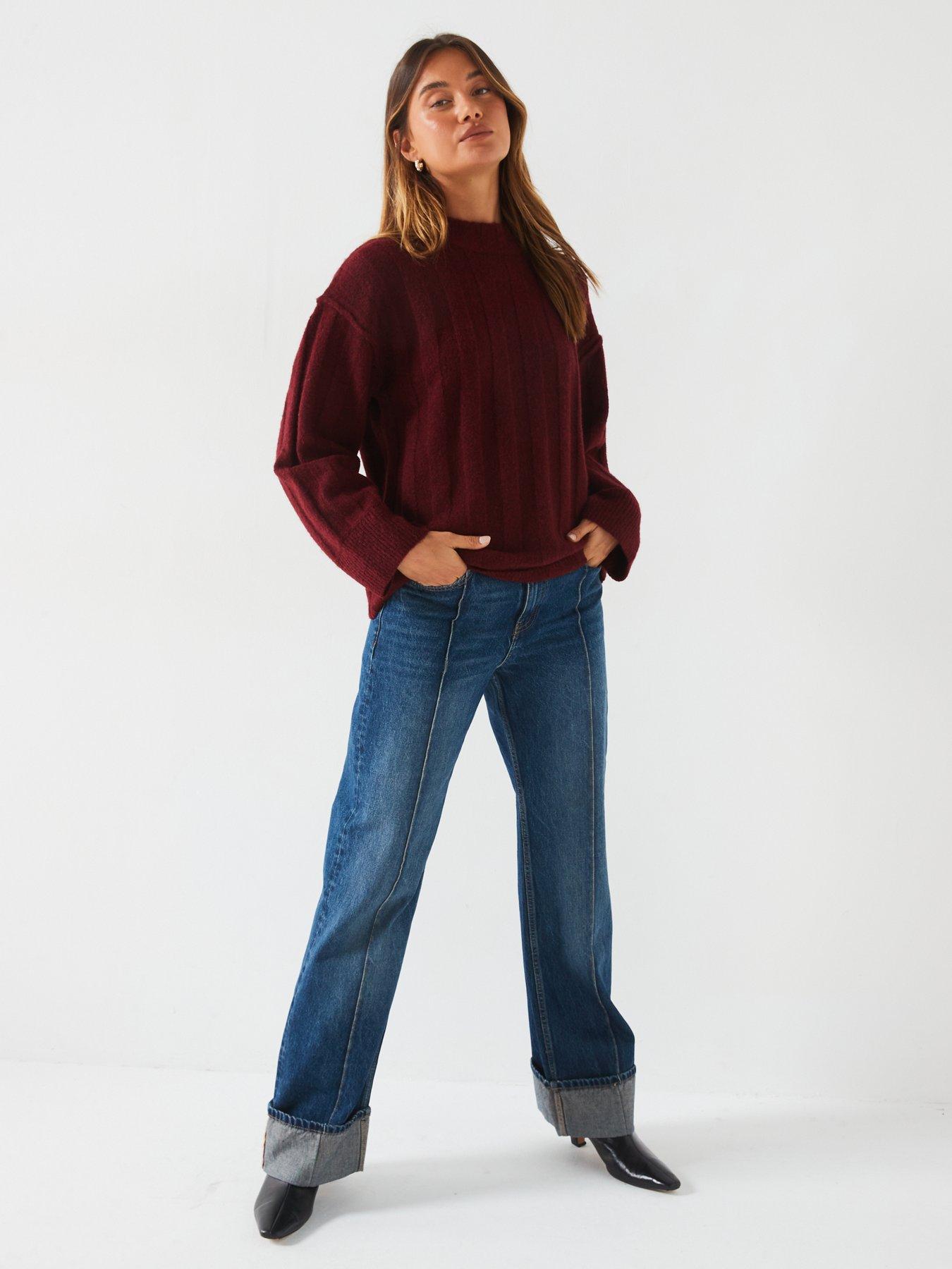 v-by-very-crew-neck-ribbed-oversized-jumper-burgundyback