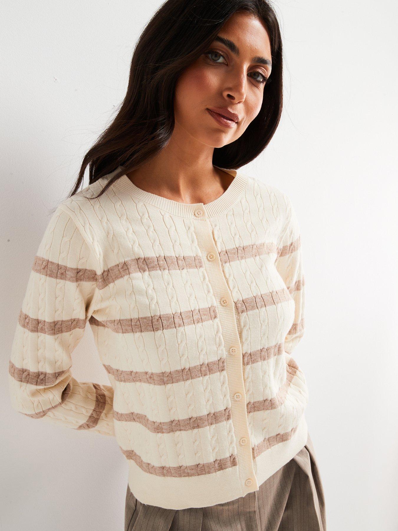 everyday-crew-neck-cable-knit-stripe-cardigan-beigeivory