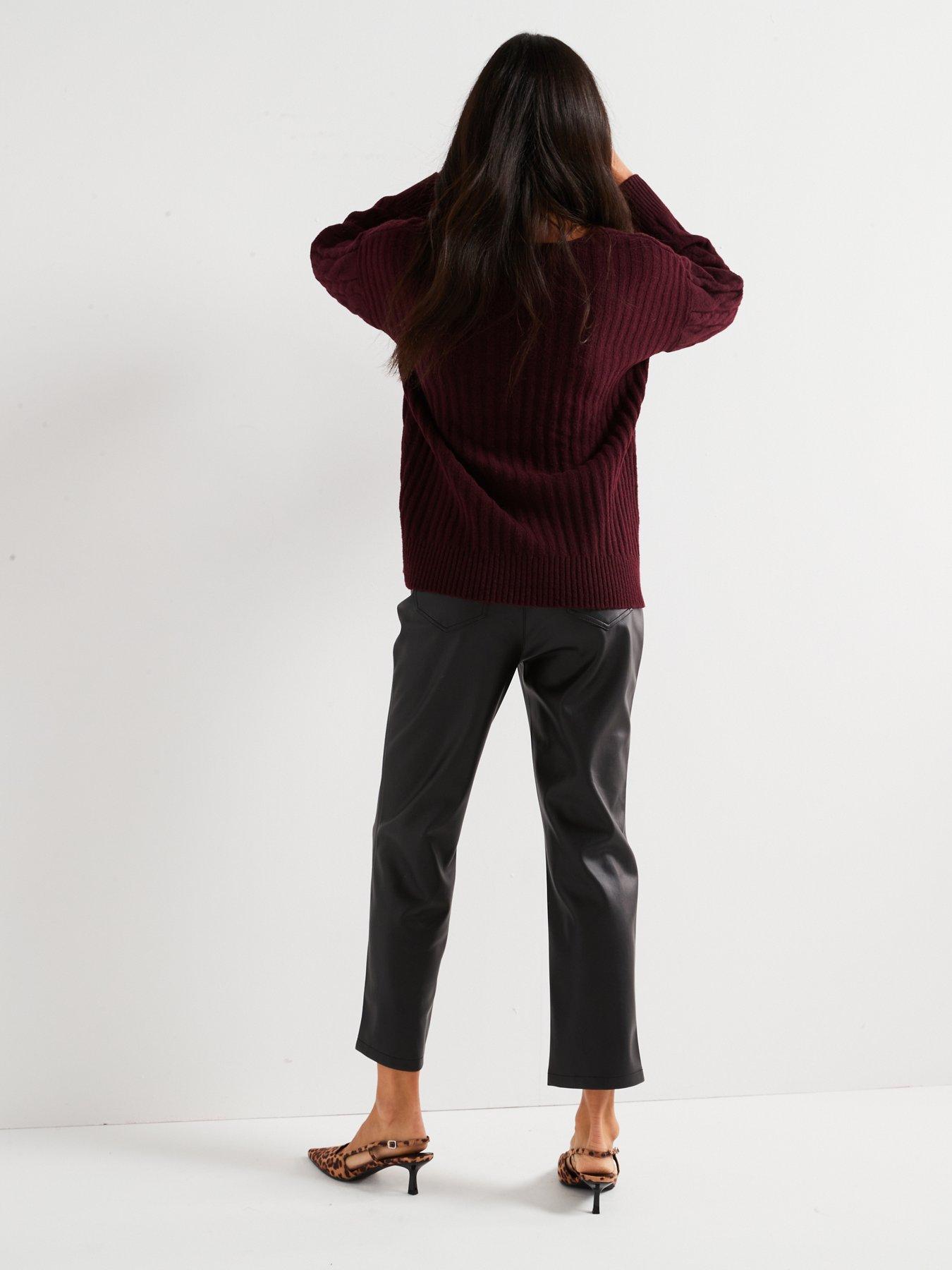 v-by-very-v-neck-cable-jumper-burgundystillFront