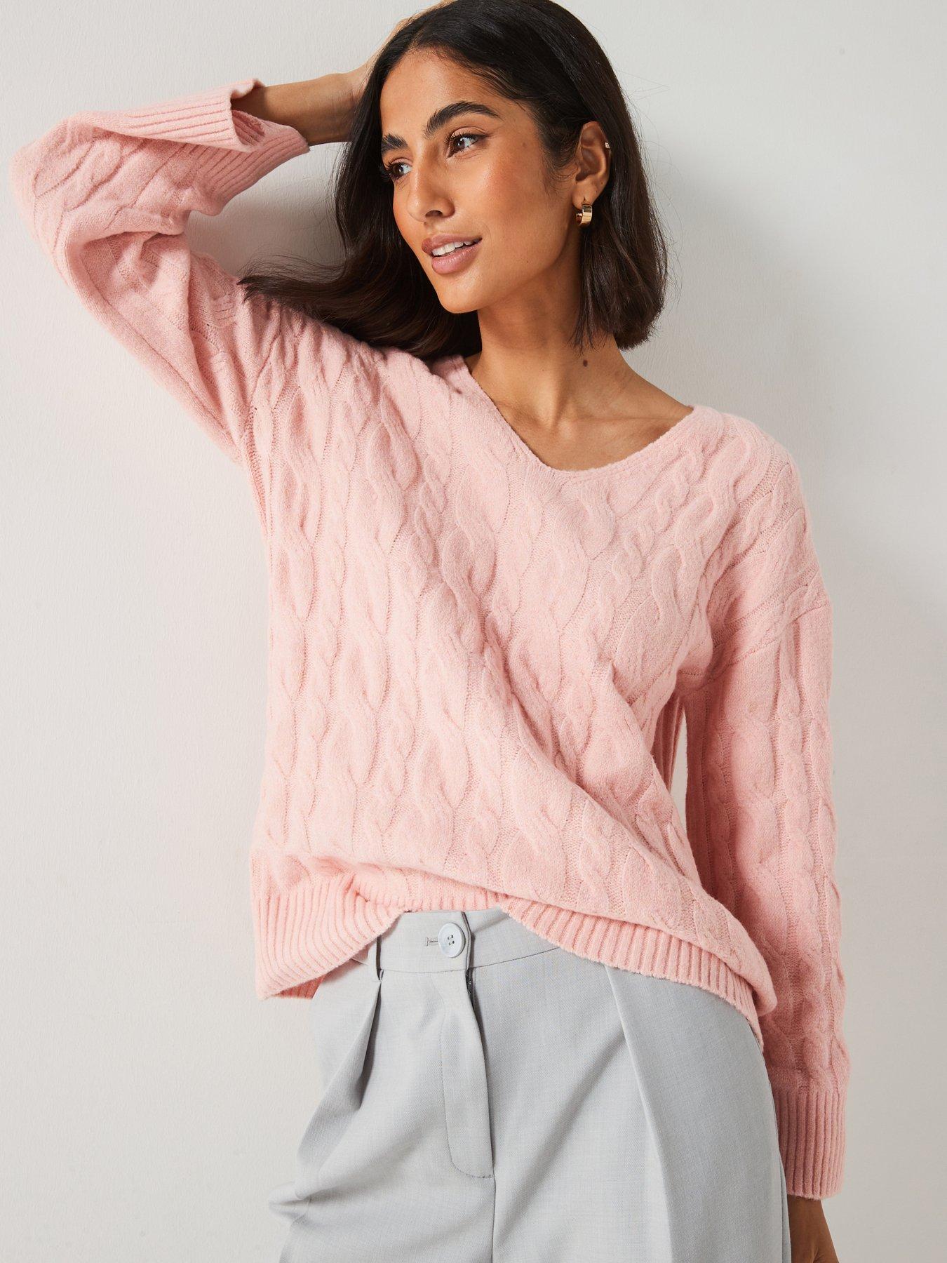 v-by-very-v-neck-cable-jumper-pinkfront