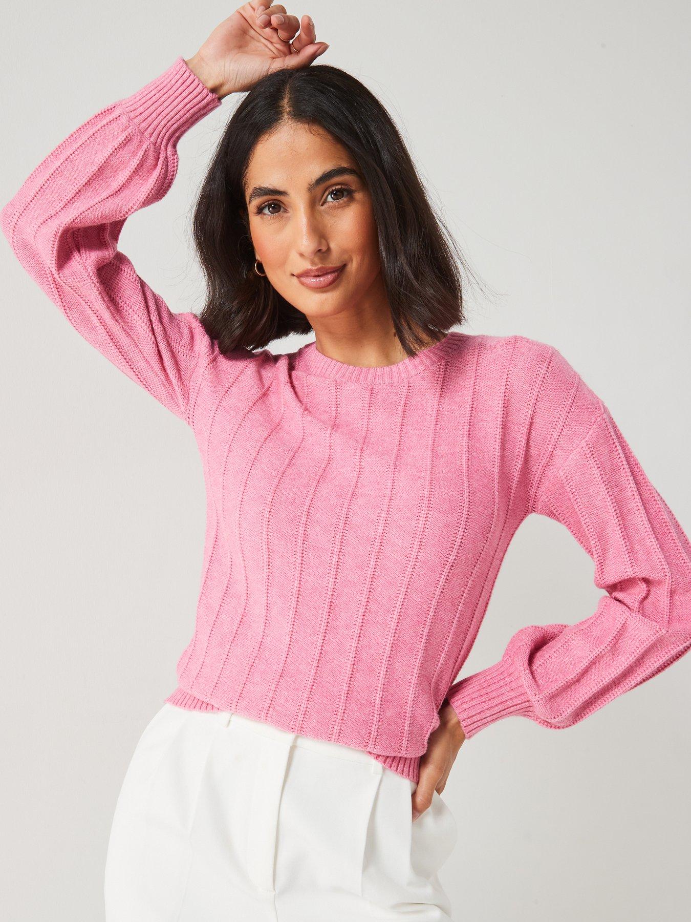 everyday-crew-neck-ribbed-jumper-pink