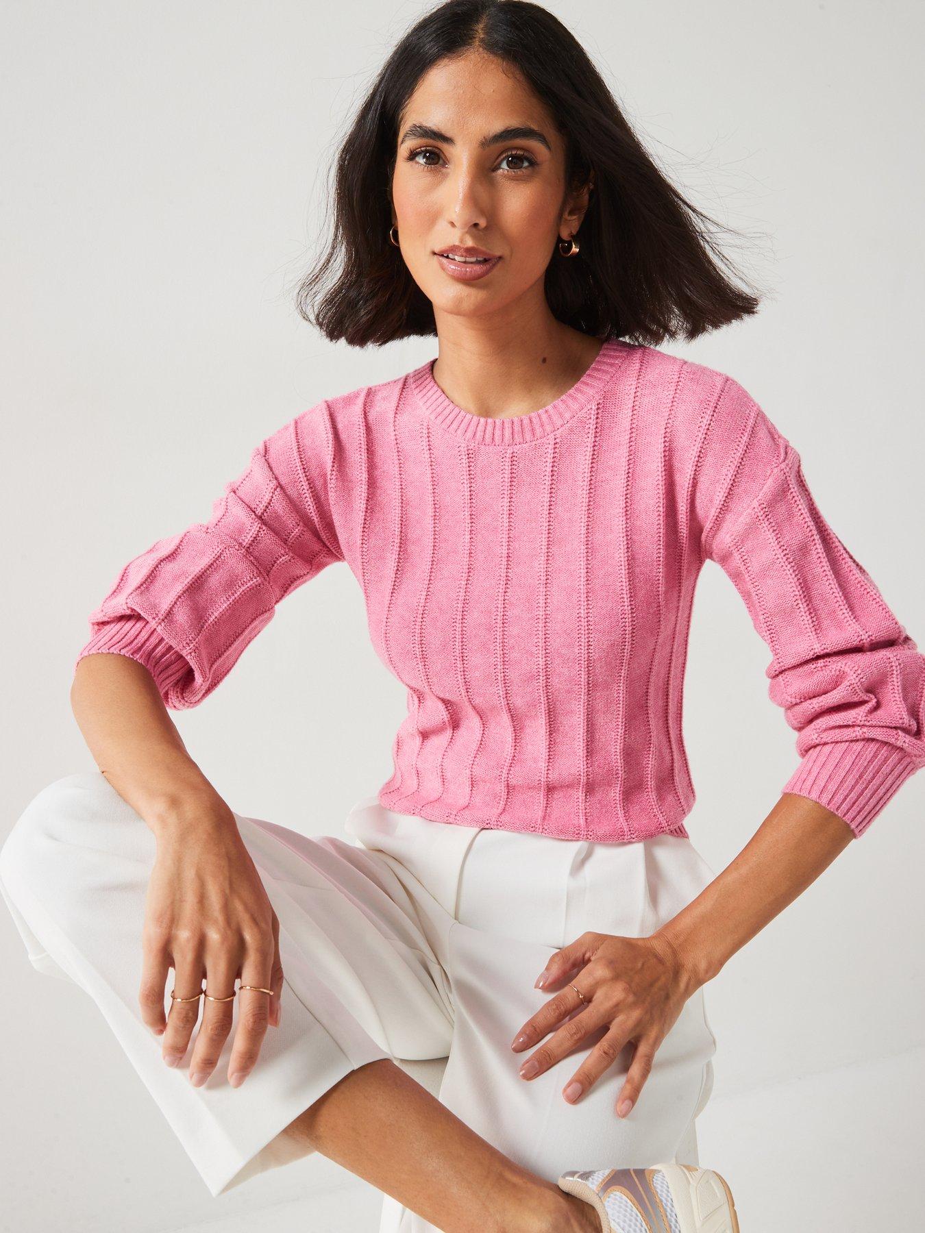 everyday-crew-neck-ribbed-jumper-pinkoutfit