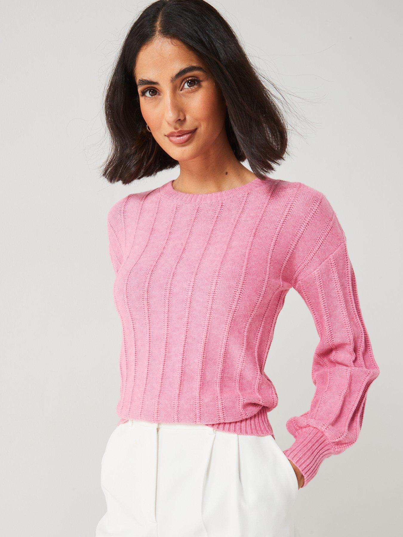 everyday-crew-neck-ribbed-jumper-pinkdetail