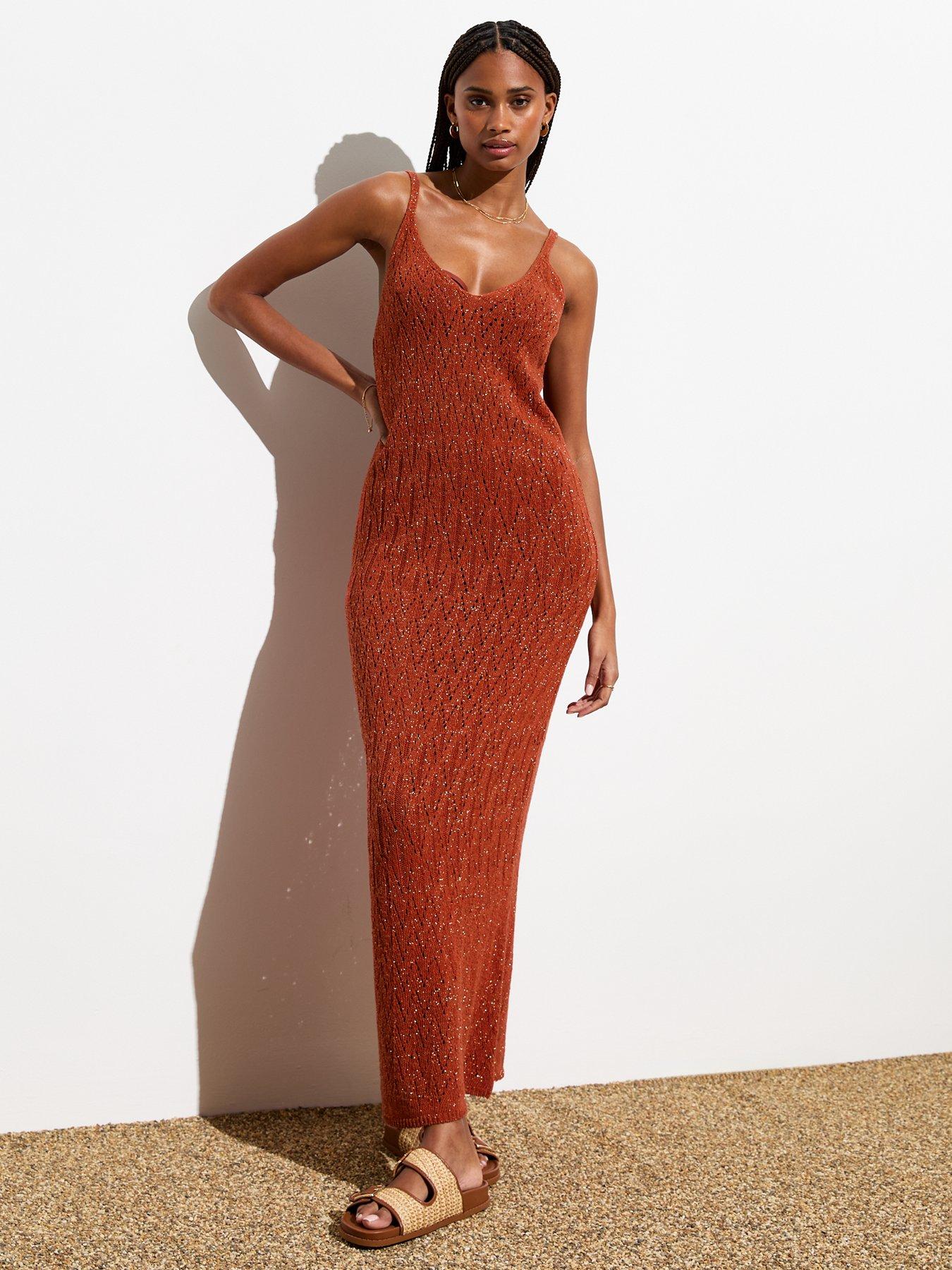 new-look-rust-glitter-crochet-maxi-beach-dress