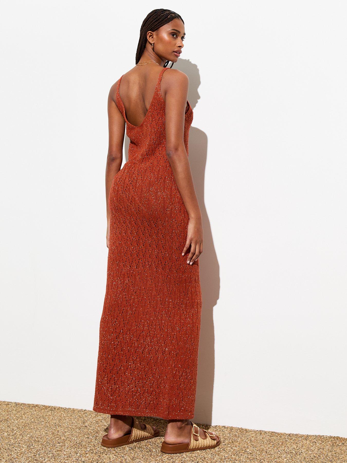 New Look Rust Glitter Crochet Maxi Beach Dress Very Ireland