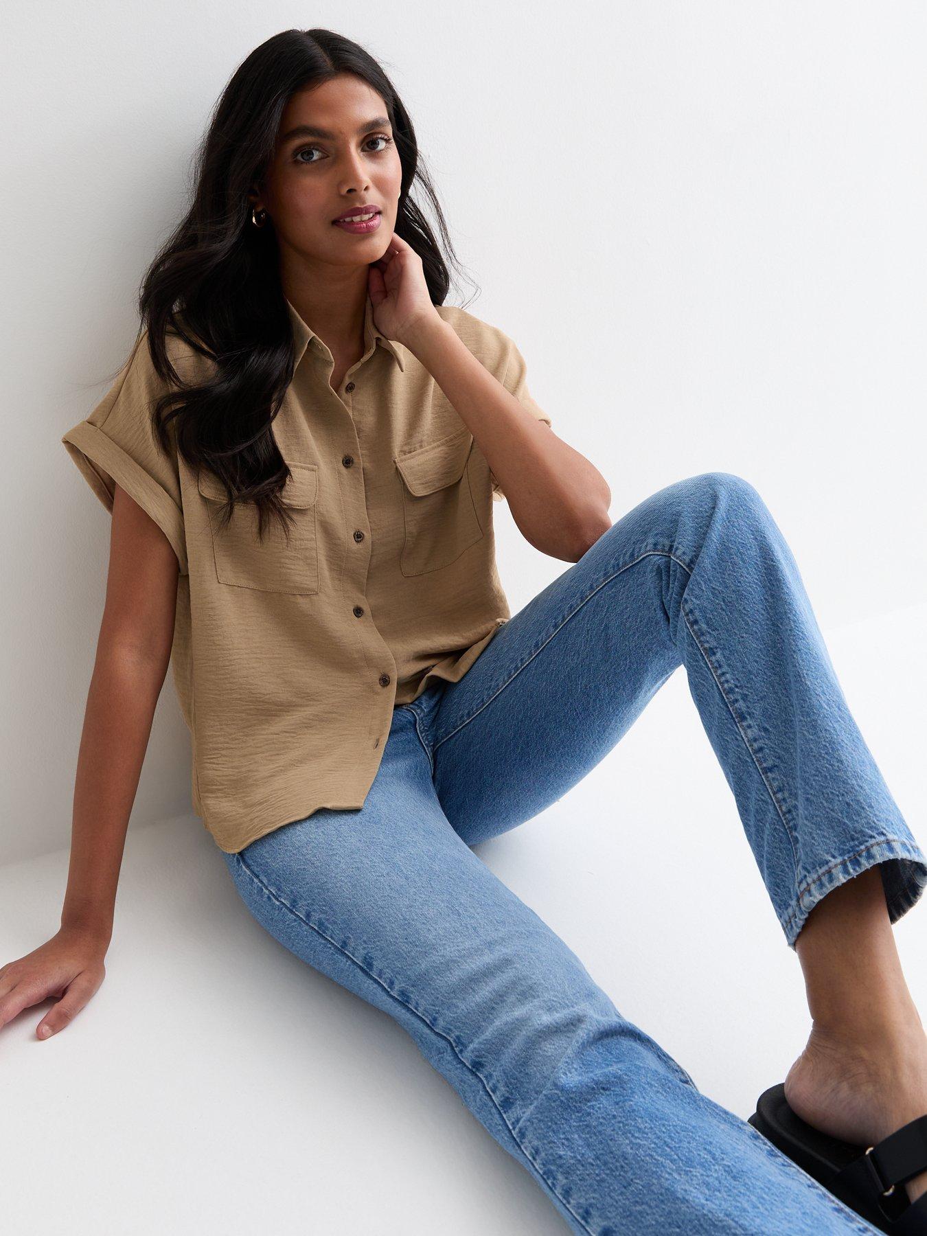 new-look-camel-short-sleeve-shirtfront