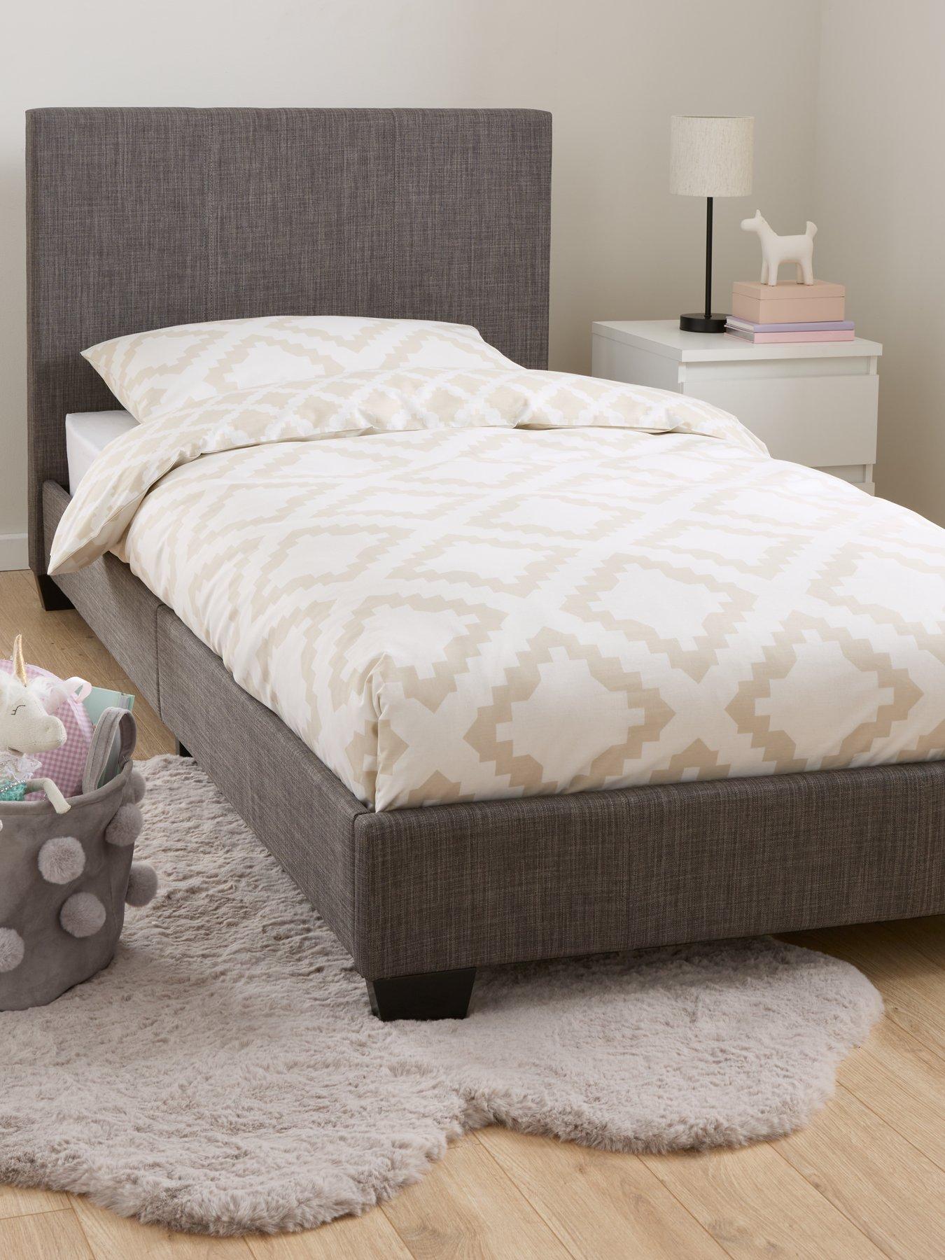 Very Home Riley Fabric Single Bed Frame with Mattress Options (Buy  &  SAVE!) - Dark Grey