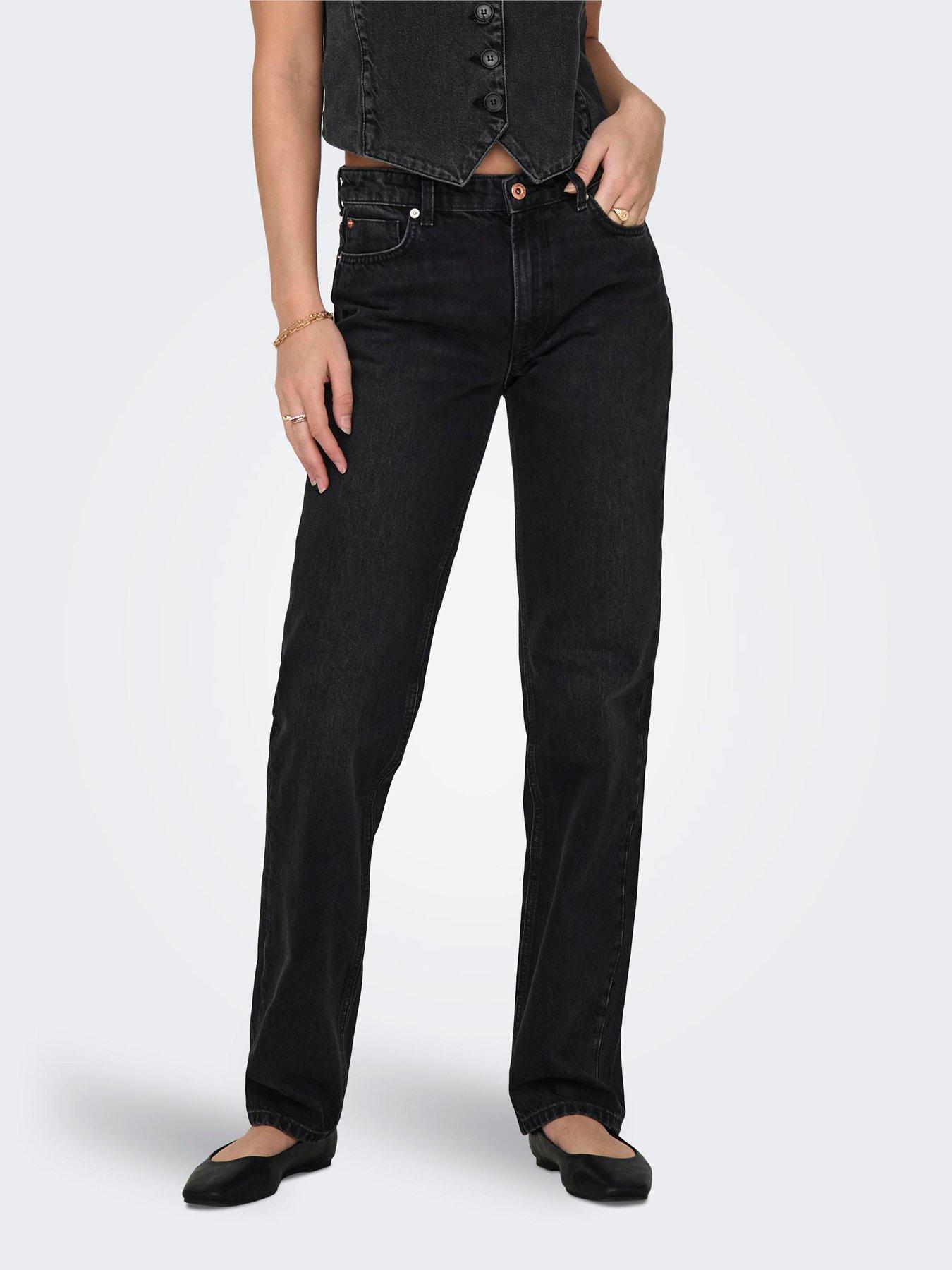 Only Emily High Rise Straight Leg Cropped Ankle Jeans in Ecru