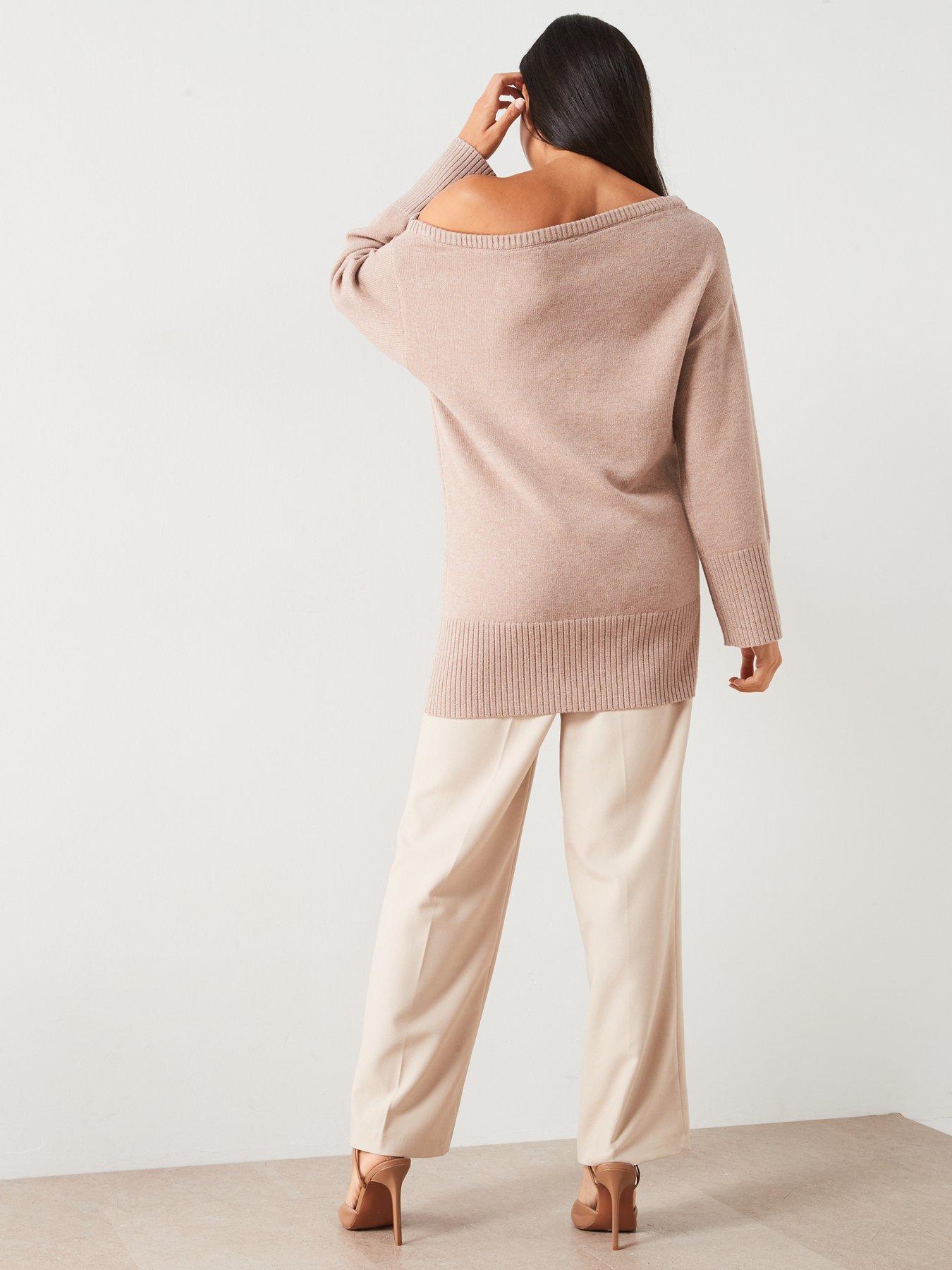 v-by-very-off-the-shoulder-longline-jumper-beigestillFront