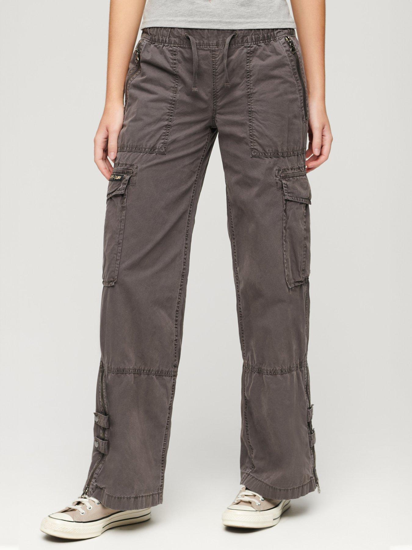 superdry-vintage-low-rise-elastic-cargo-pants-brownfront