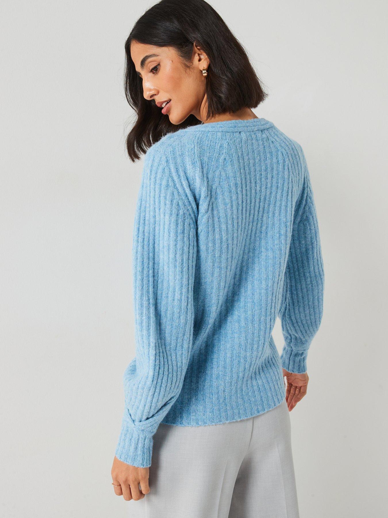 v-by-very-v-neck-pleated-knitted-jumper-light-bluestillFront