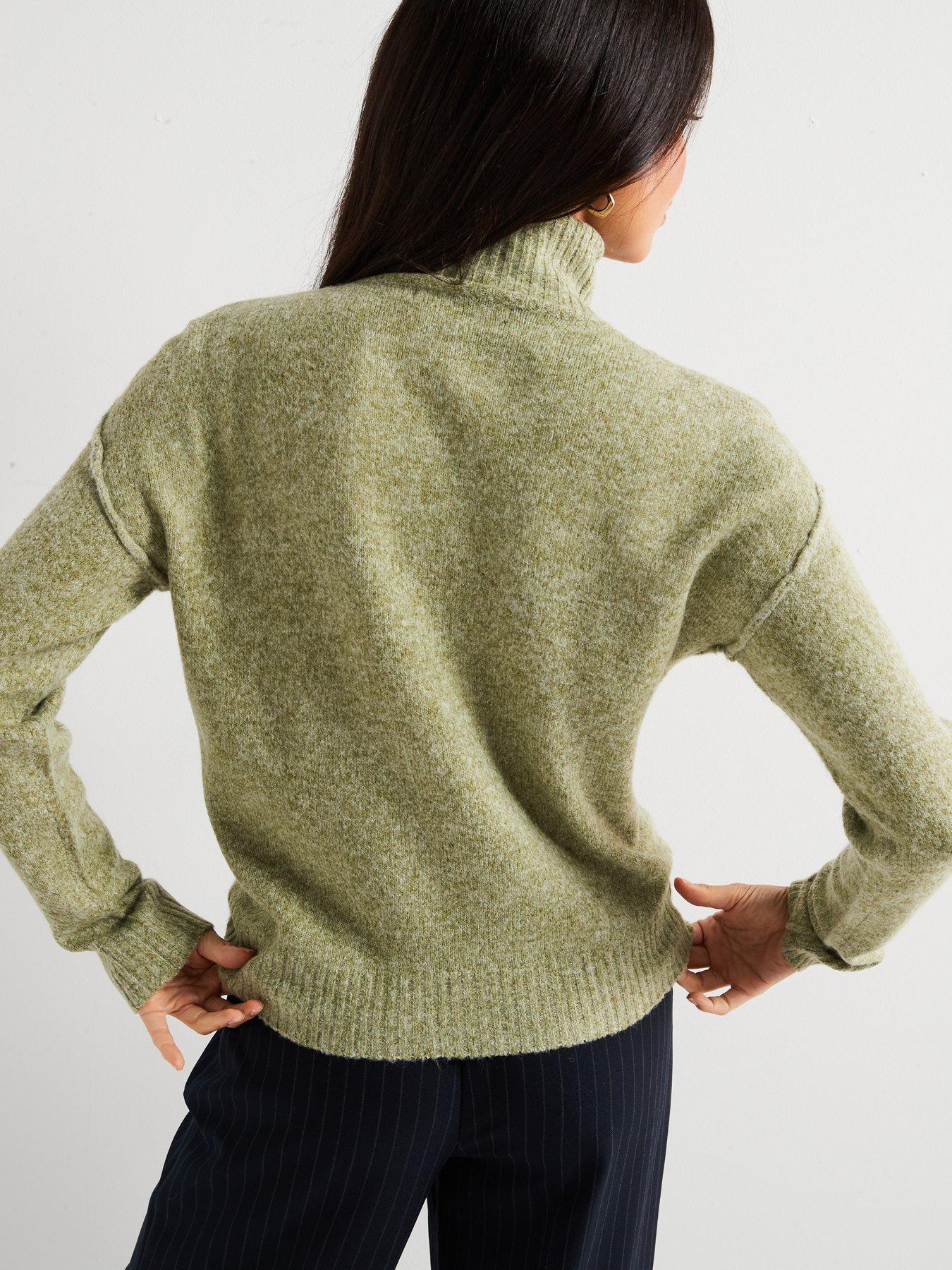 v-by-very-roll-neck-seam-detail-jumper-greenstillFront