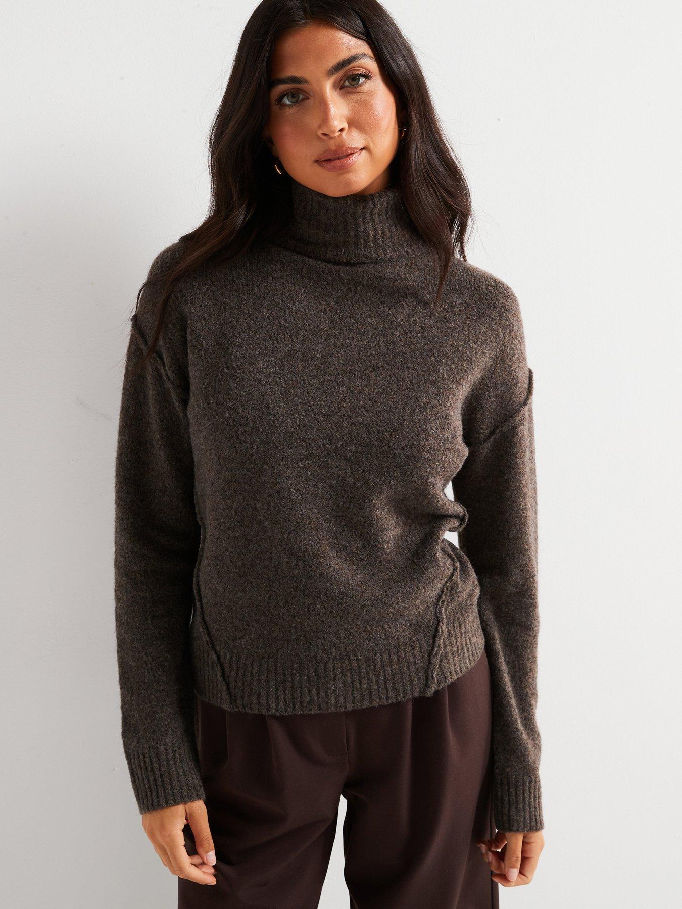 v-by-very-roll-neck-seam-detail-jumper-brown