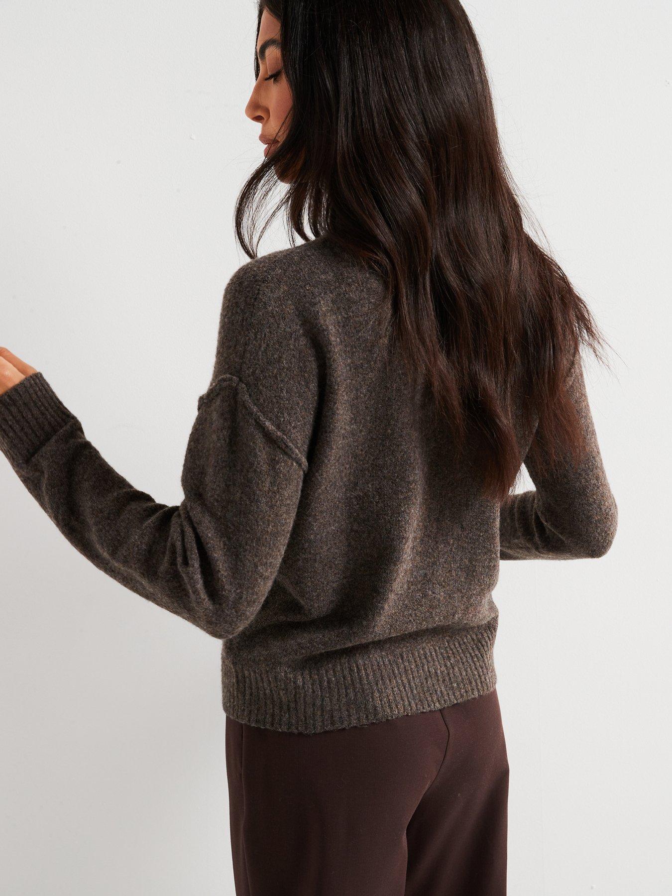 v-by-very-roll-neck-seam-detail-jumper-brownstillFront