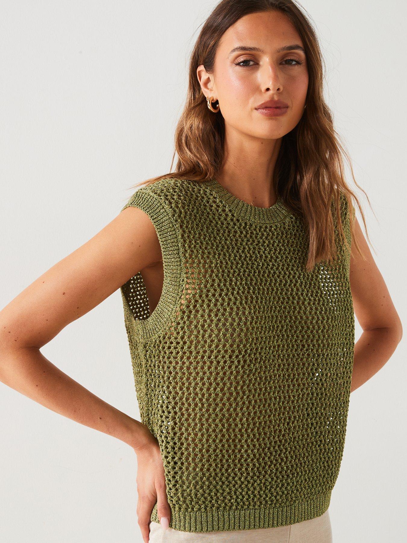 undefined Glitter Knitted Top - Green