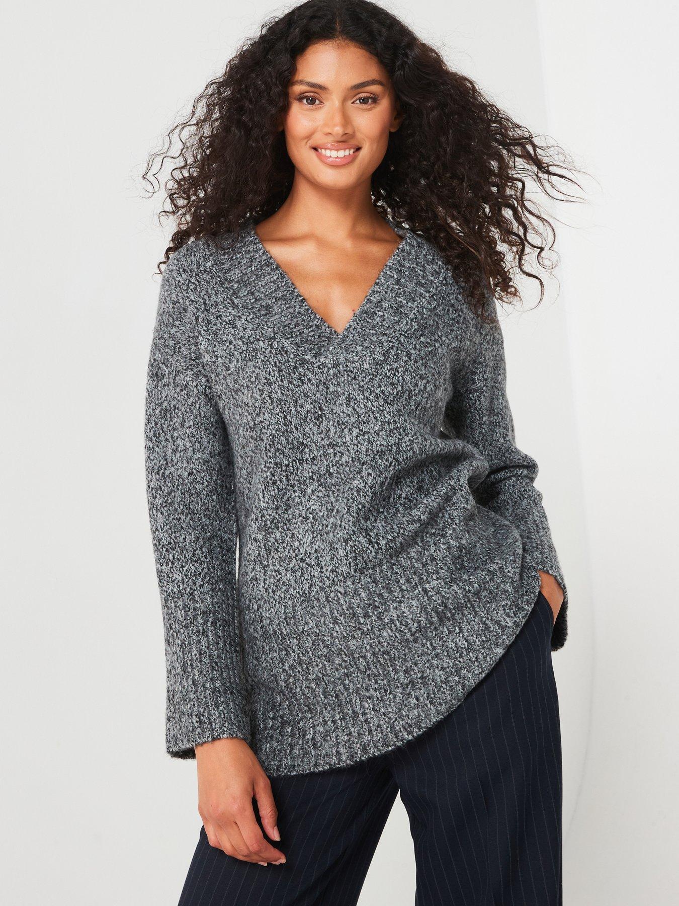 v-by-very-v-neck-rib-detail-jumper-grey