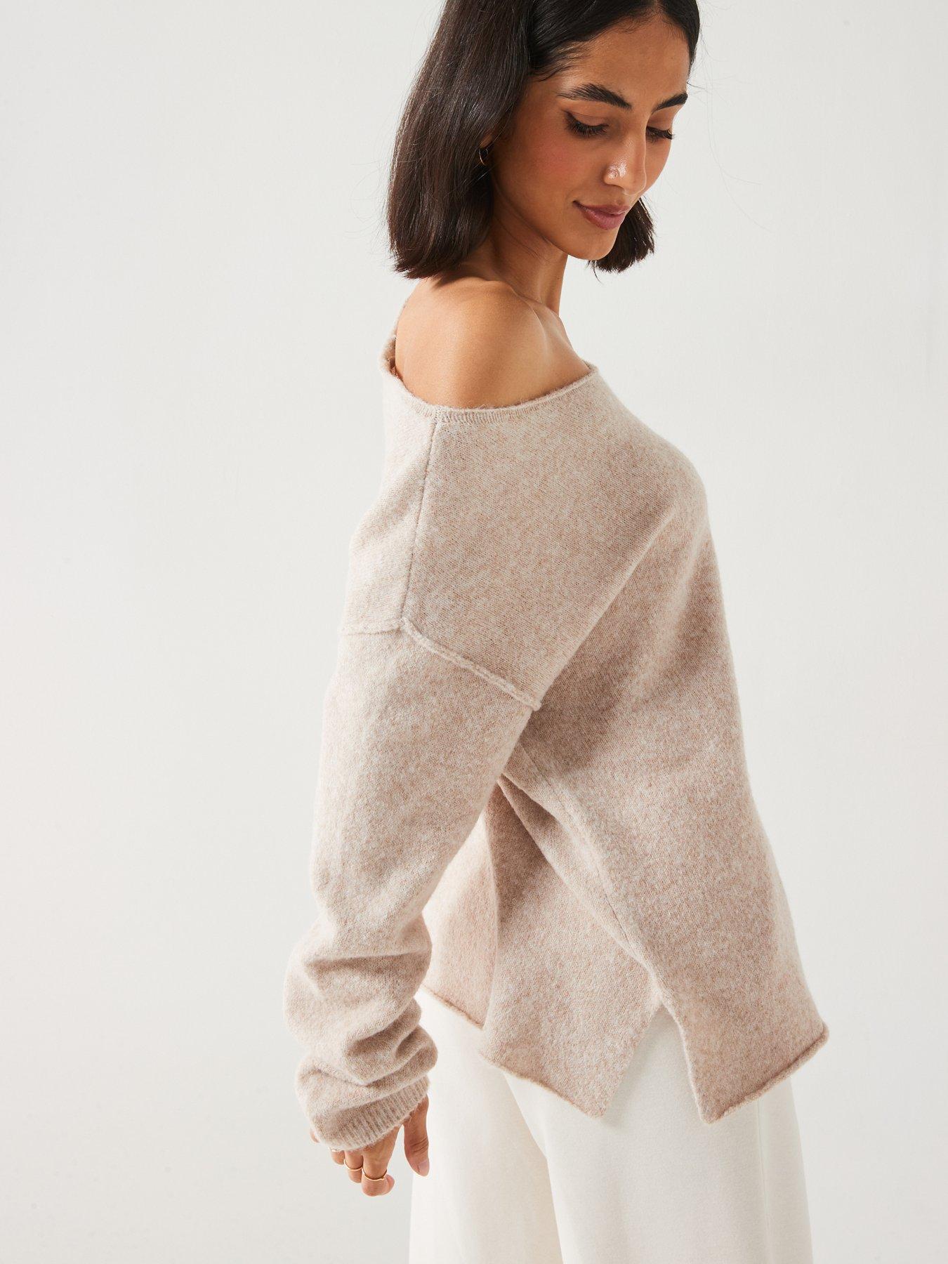 v-by-very-off-the-shoulder-seam-detail-oversized-jumper-ivorystillFront