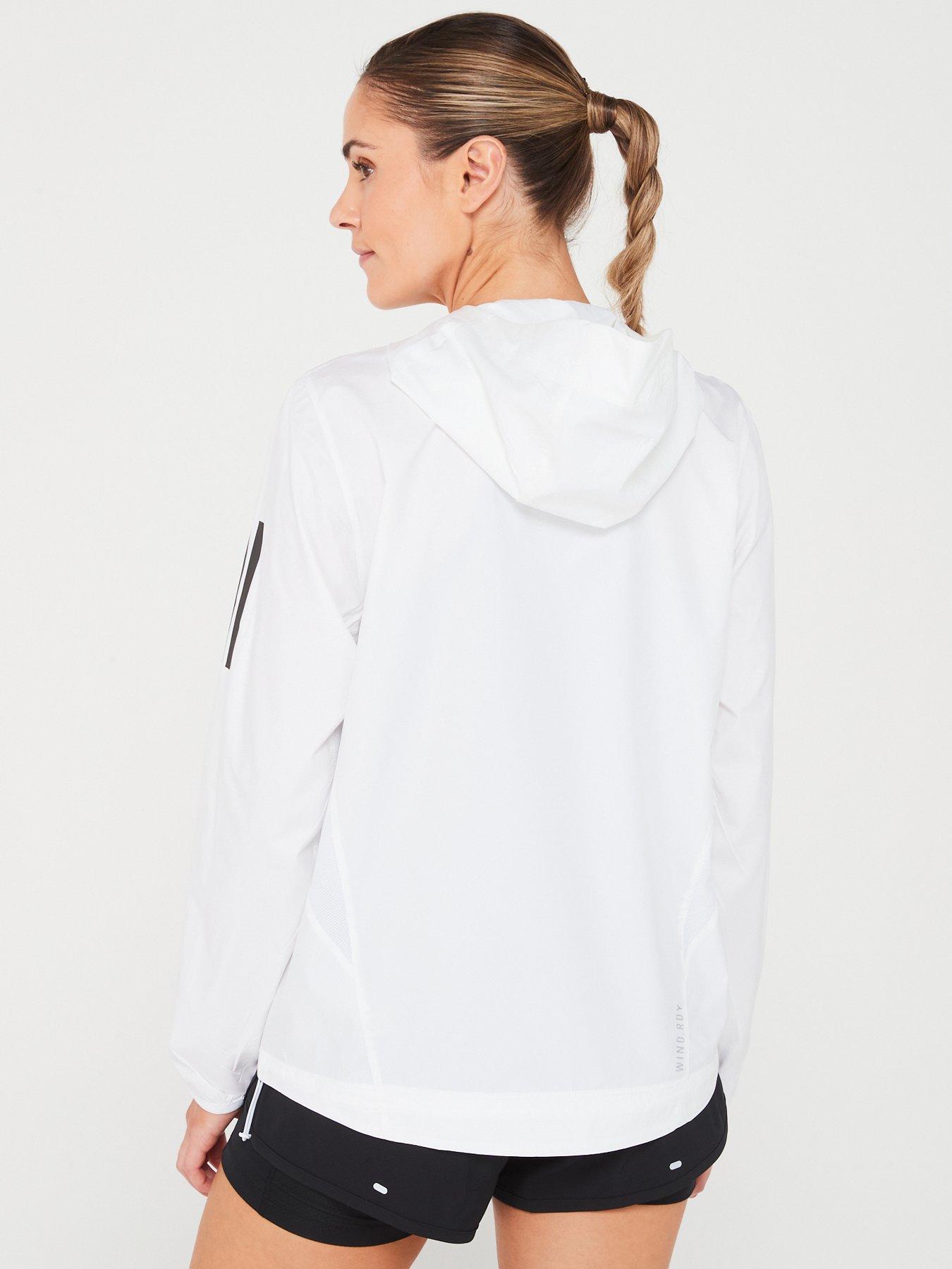 Adidas white running jacket sale