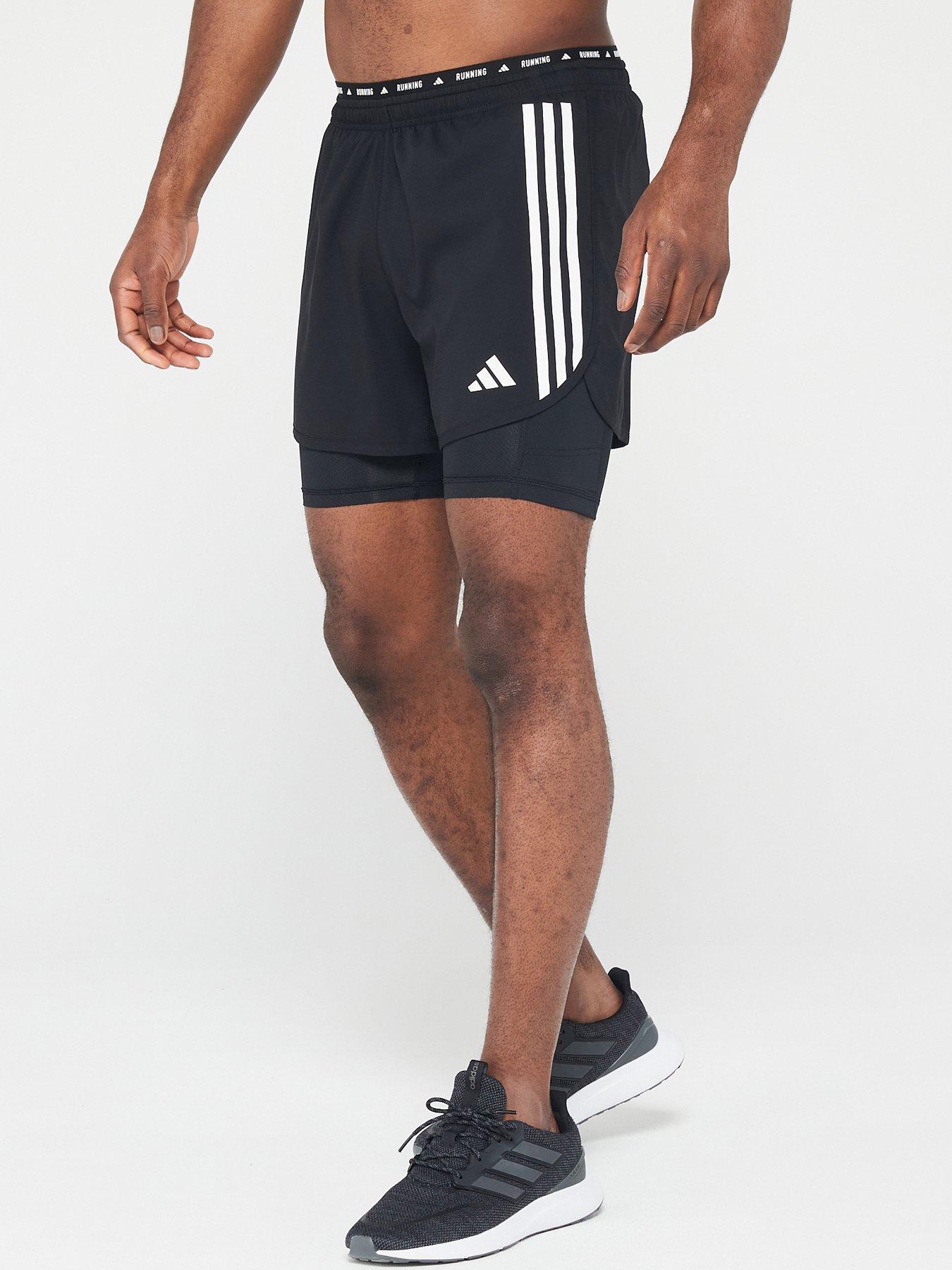 adidas Men's Running Own The Run Stripe 2-in-1 Shorts Black