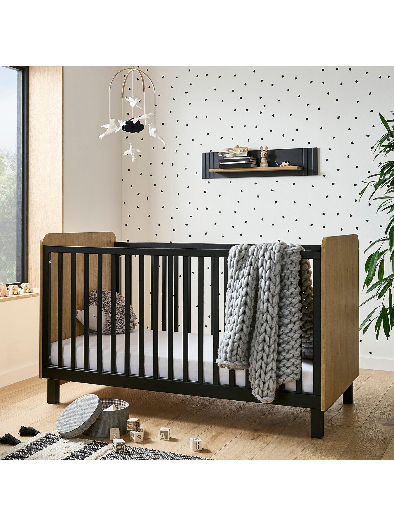 undefined Rafi Cot Bed - Oak and Black