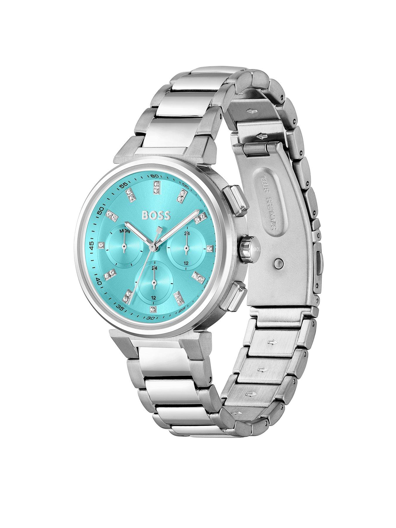 boss-ladies-one-stainless-steel-watch-with-bright-turquoise-dialstillFront