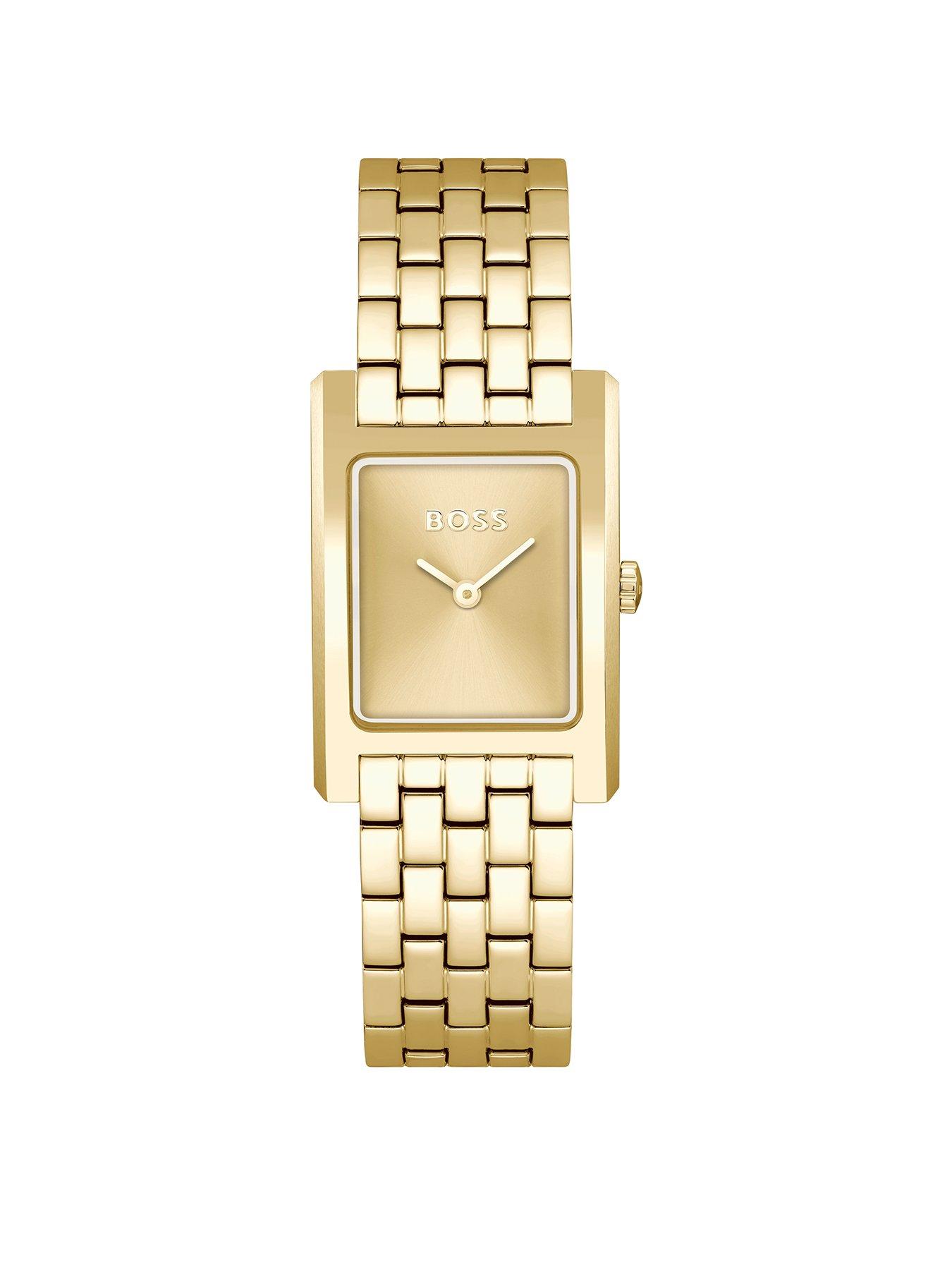 BOSS Ladies Lucy Light Gold IP Tank Watch
