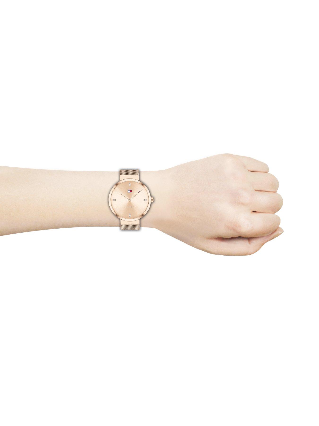 tommy-hilfiger-tommy-hilfiger-rose-gold-ip-womens-mesh-bracelet-watchoutfit