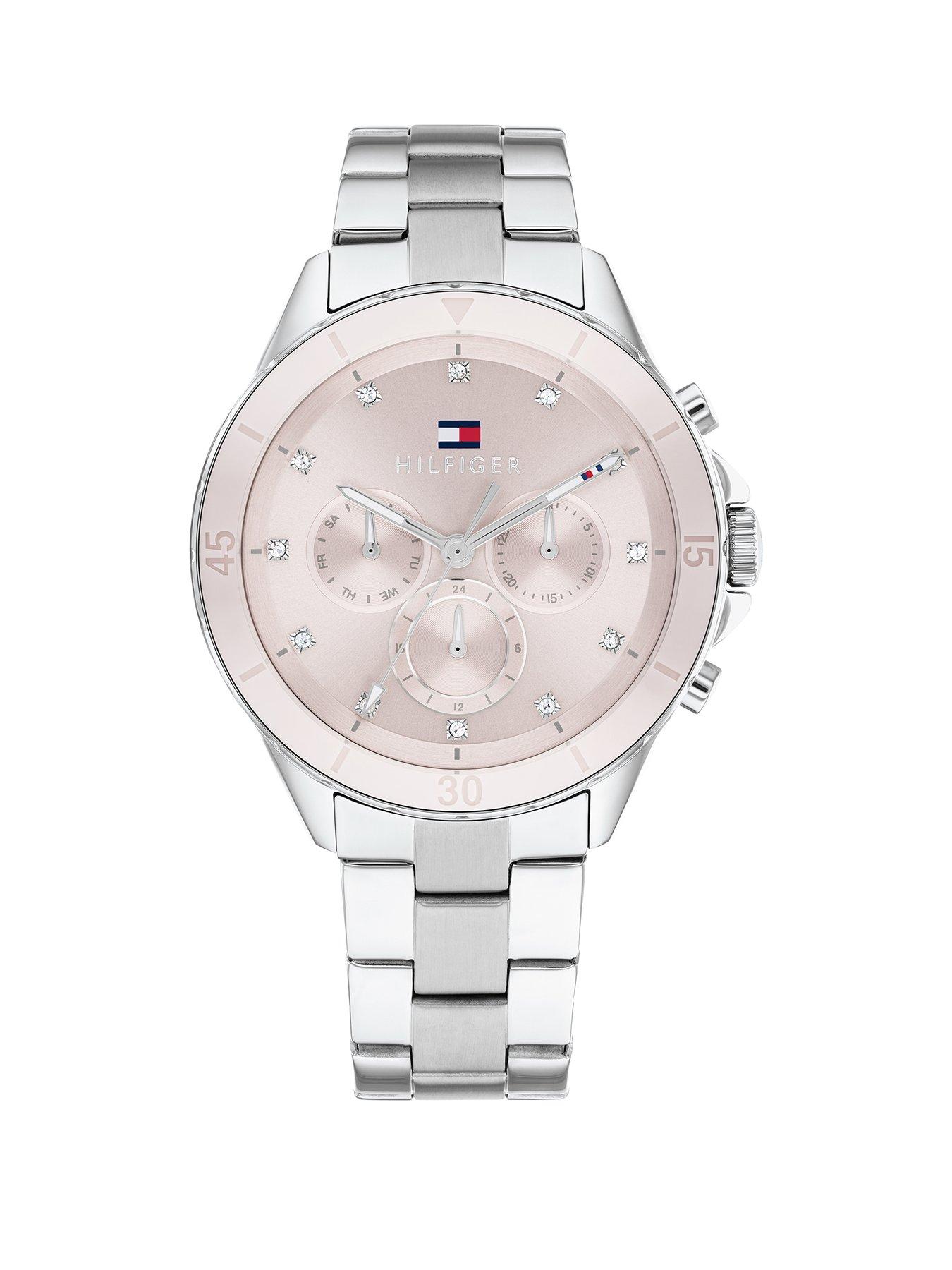 tommy-hilfiger-tommy-hilfiger-womens-stainless-steel-watch-with-a-pink-ceramic-bezel