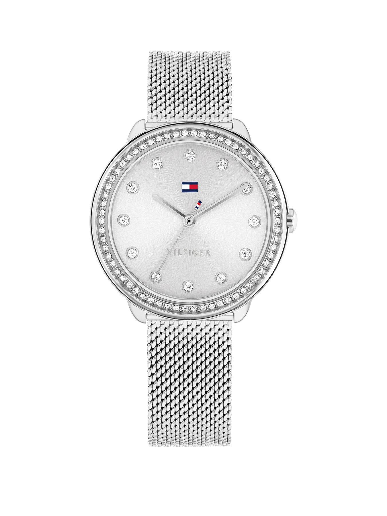 tommy-hilfiger-tommy-hilfiger-womens-stainless-steel-mesh-watch-with-a-crystal-bezel