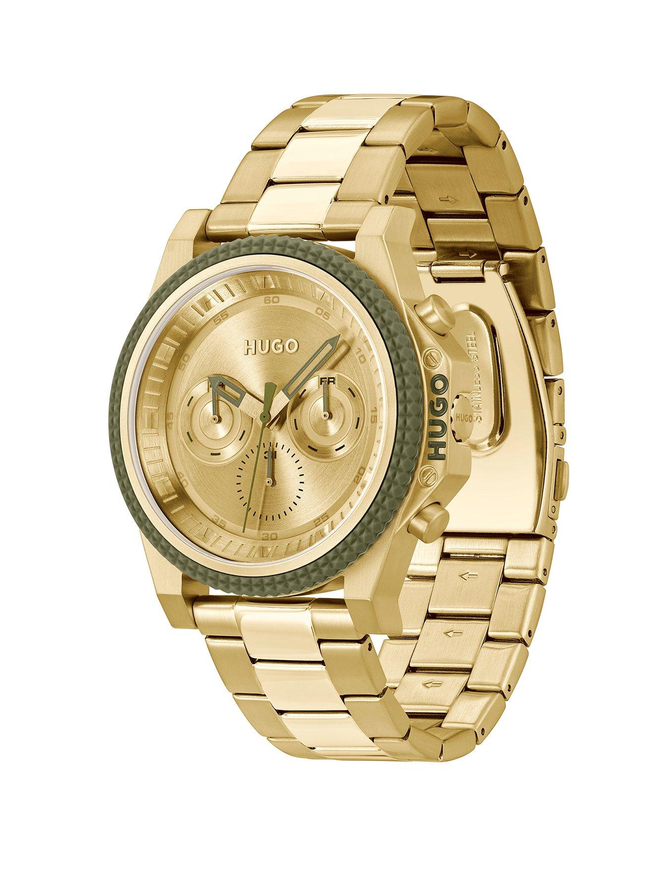 hugo-gents-brave-light-yellow-gold-ip-watchstillFront