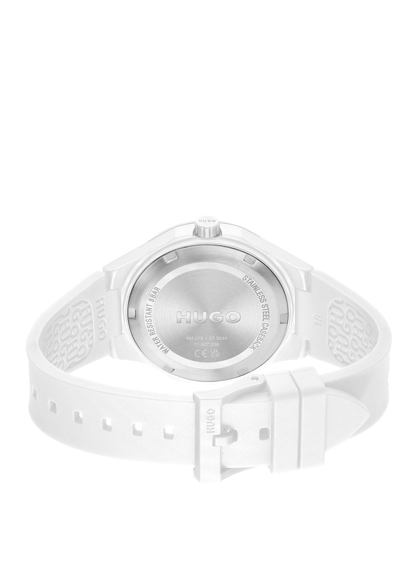 hugo-gents-litforhim-white-silicone-watchstillFront