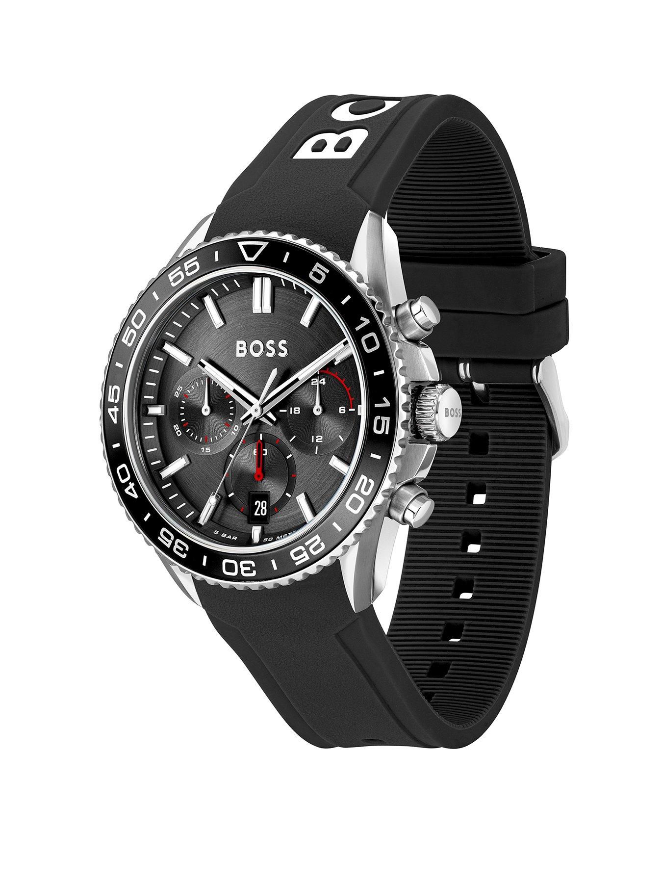 boss-gents-runner-chronograph-black-silicone-strap-watchstillFront