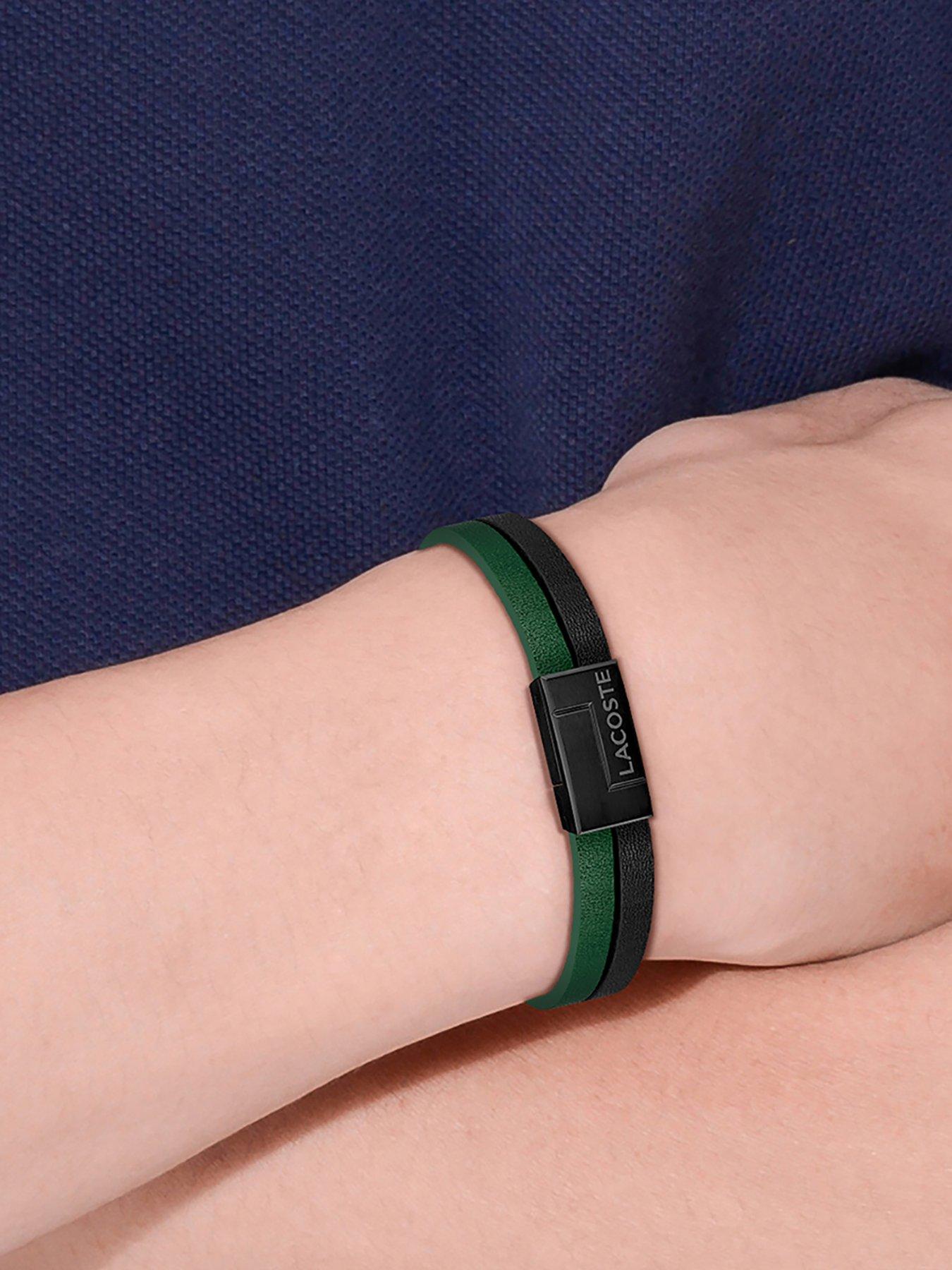 lacoste-mens-lacoste-traveller-green-and-black-ip-stainless-steel-braceletstillFront