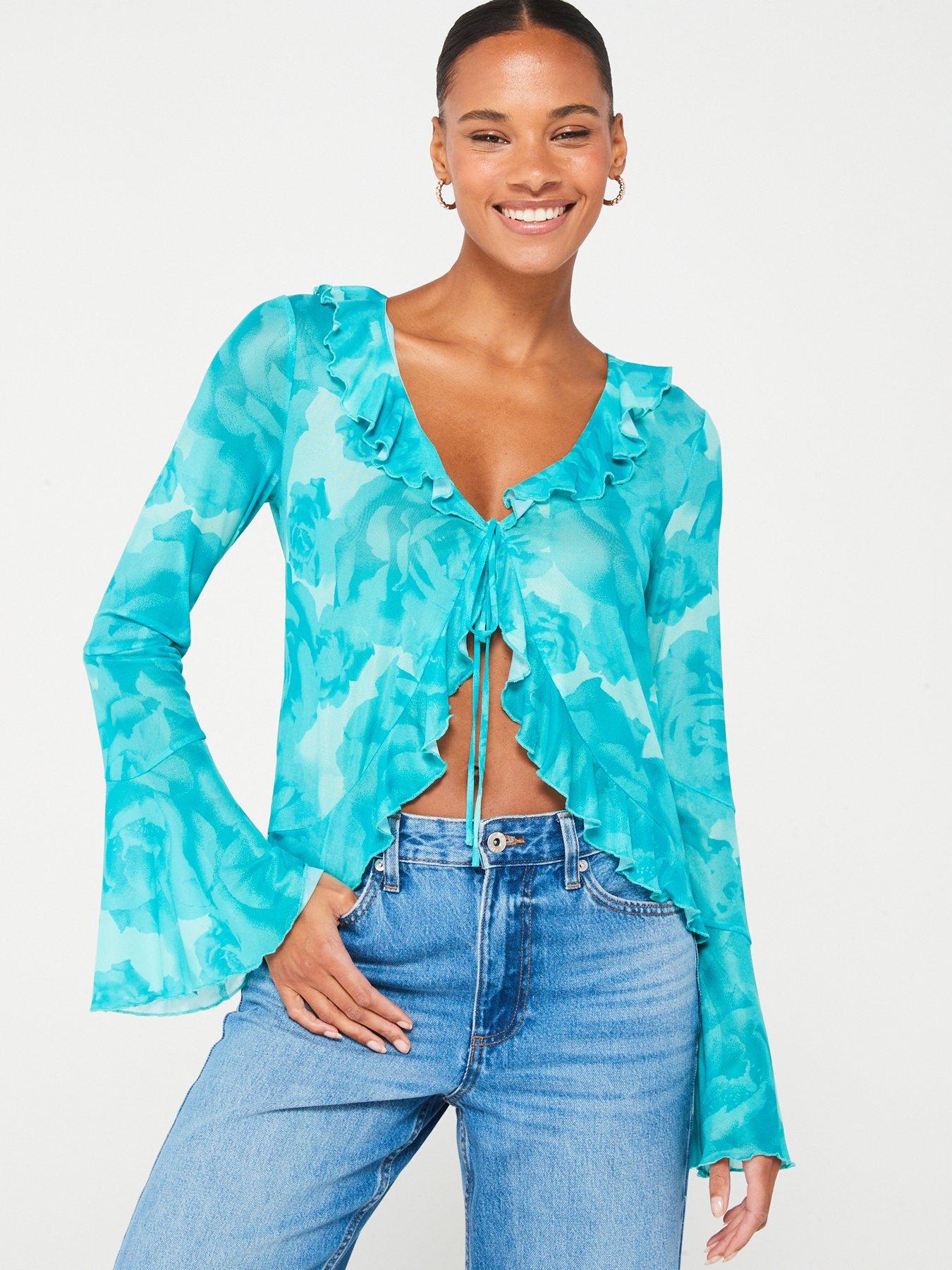 something-new-ruffle-long-sleeve-top-blue