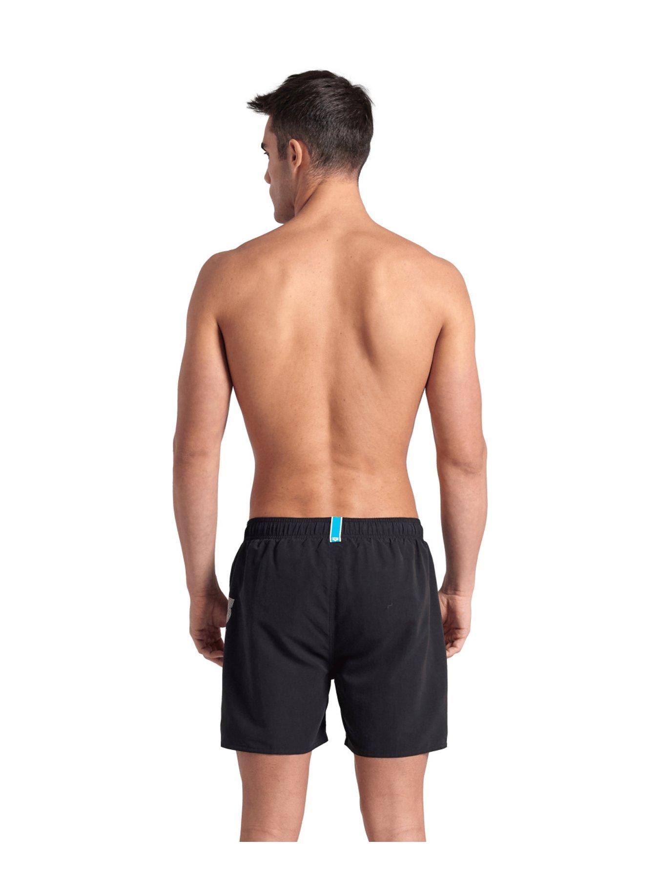 arena-mens-fundamentals-logo-swimshort-blackwhitestillFront