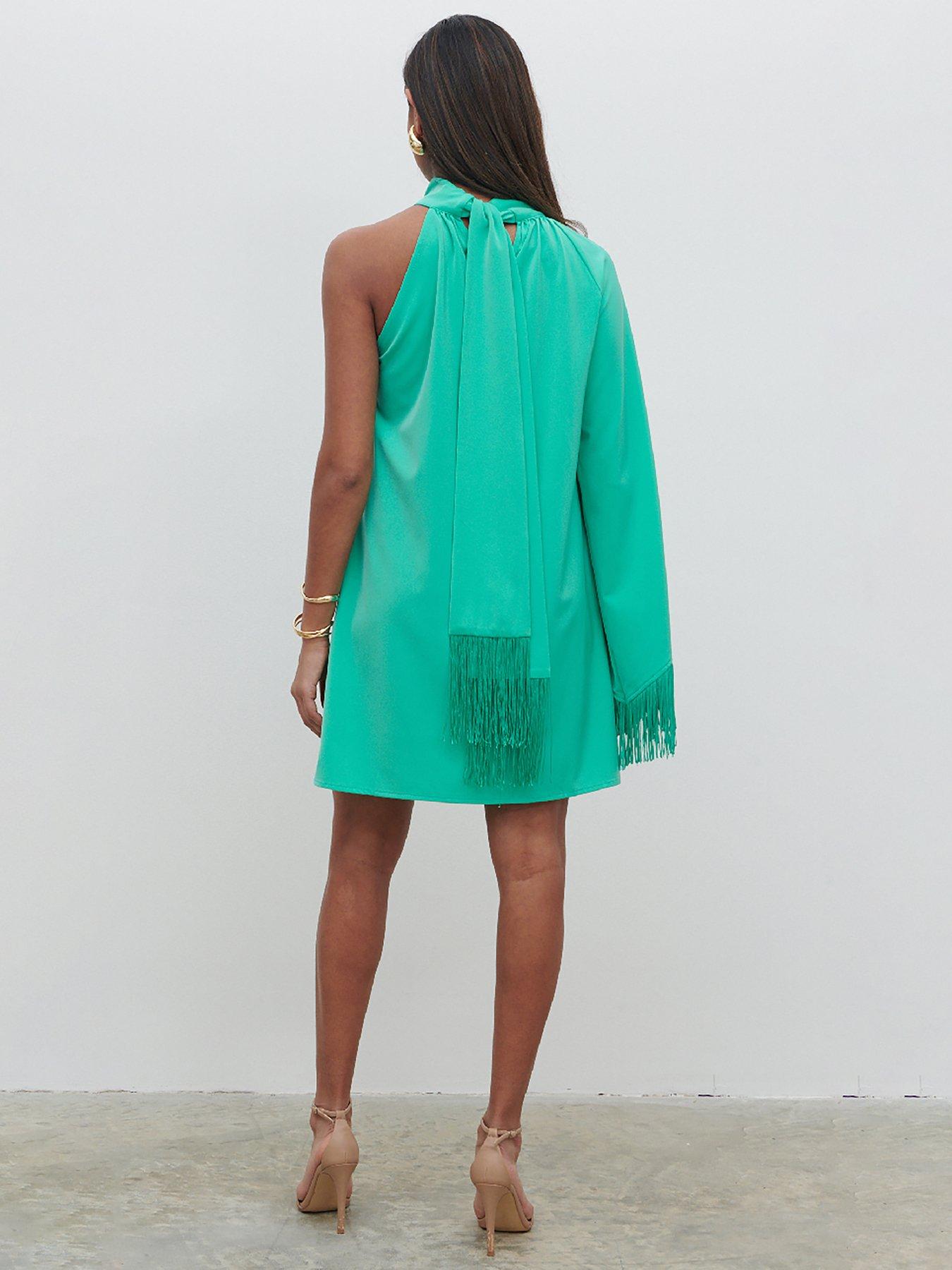 pretty-lavish-keely-one-shoulder-fringe-mini-dress-greenstillFront