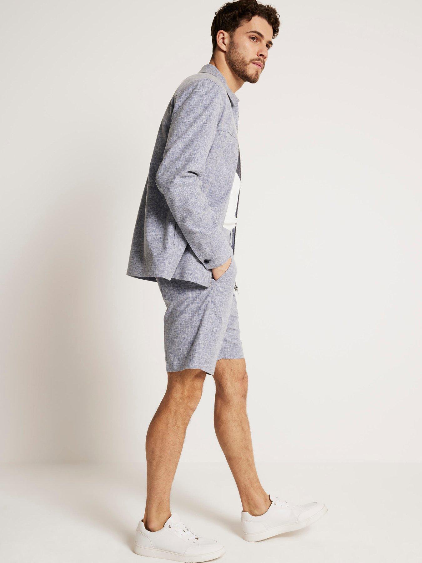 river-island-texture-shorts-bluestillFront