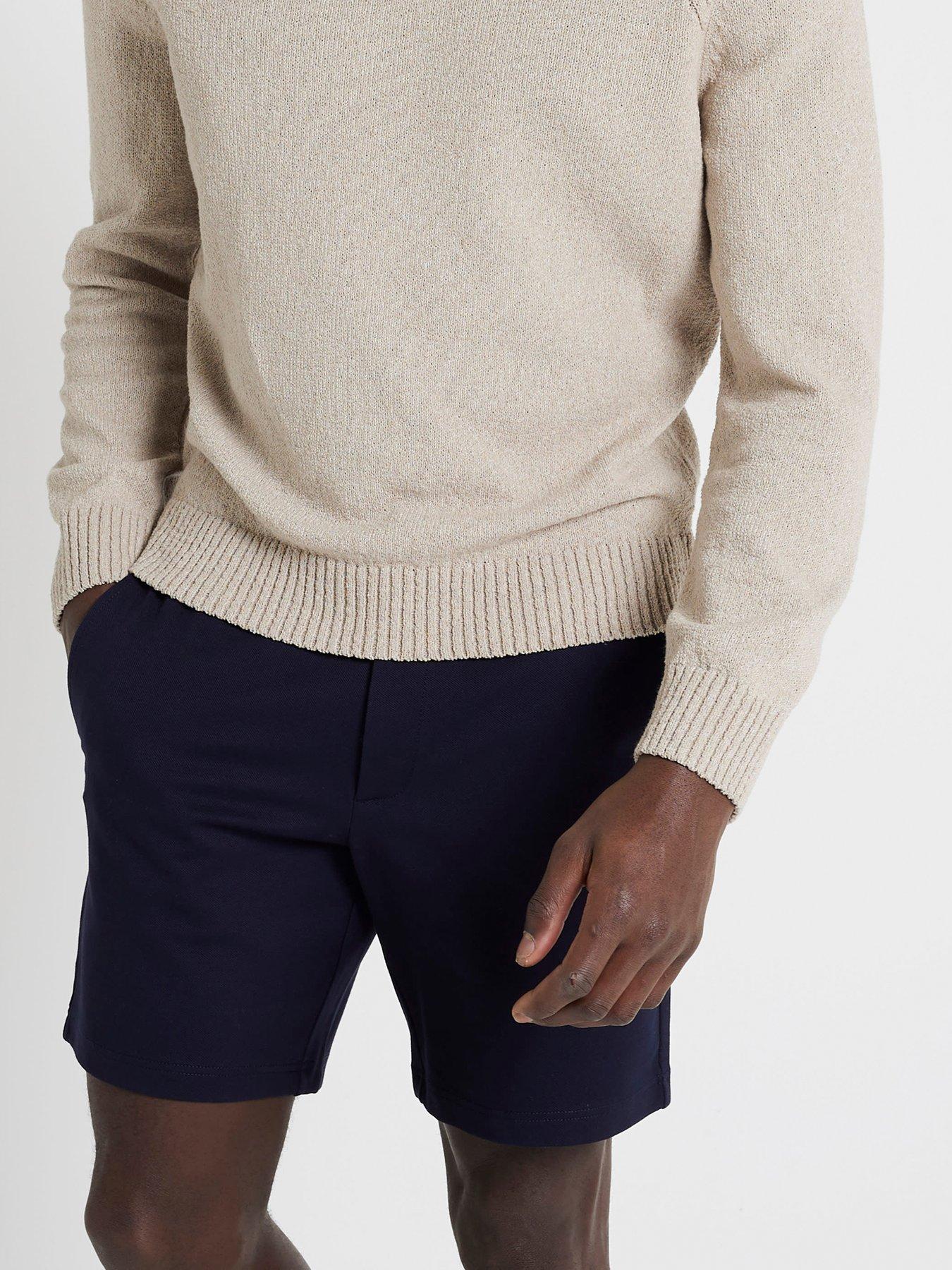 river-island-twill-pull-on-shorts-navyoutfit