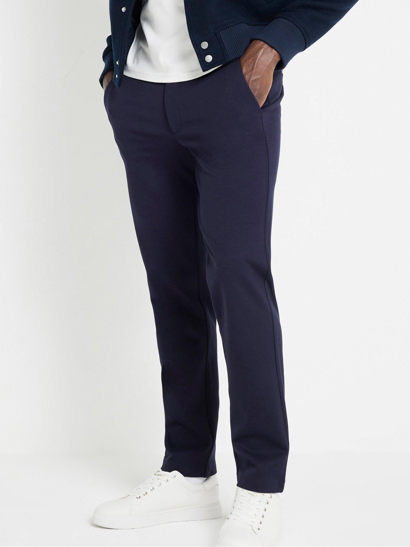 river-island-pull-on-twill-joggers-navy