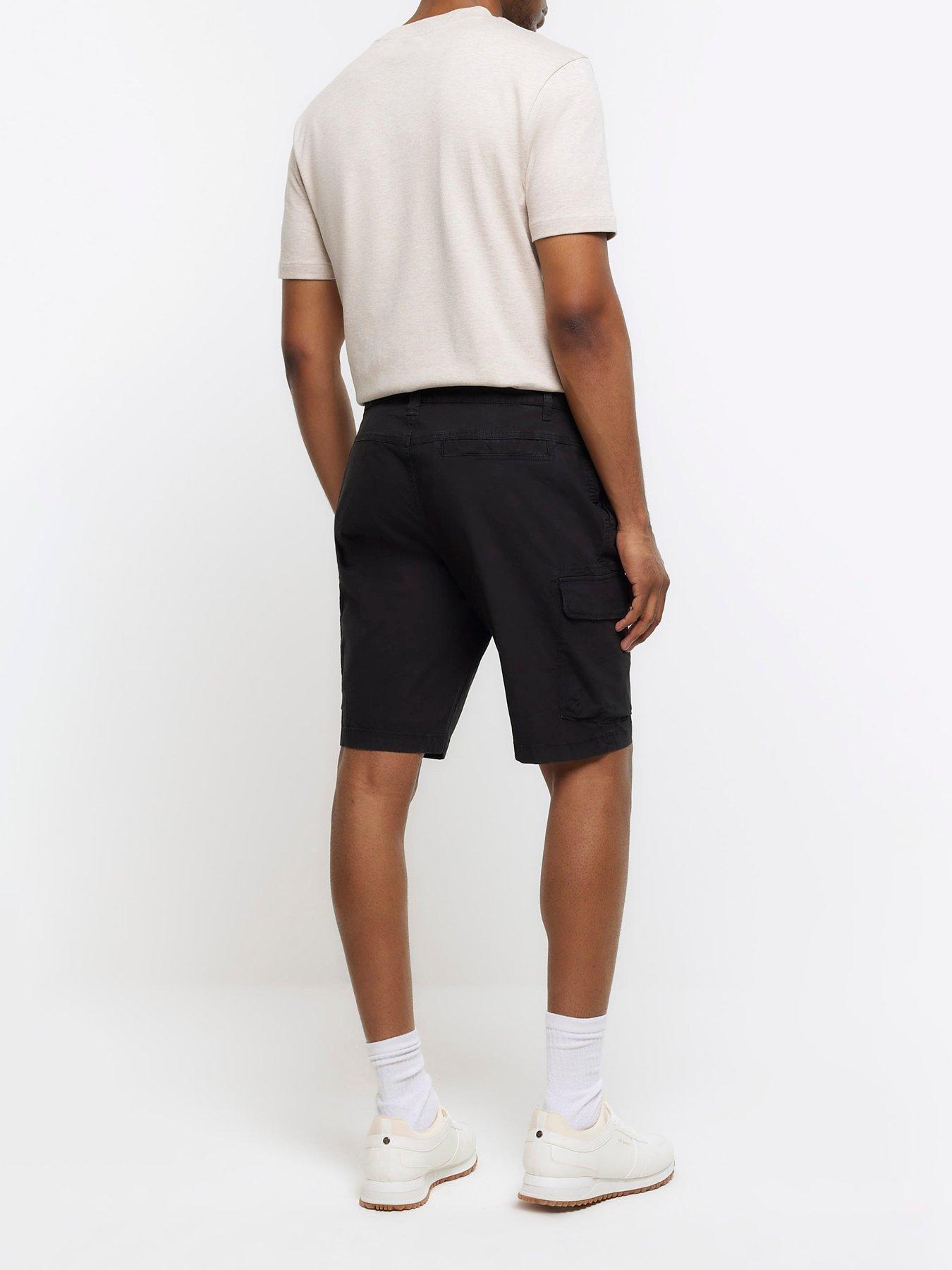 river-island-piero-cargo-shorts-blackstillFront