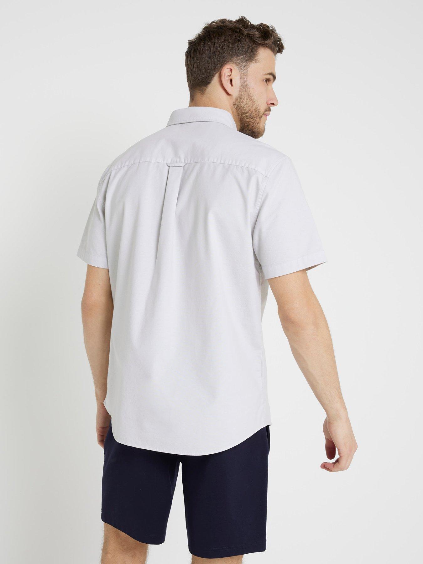 river-island-short-sleeve-laundered-oxford-shirt-greystillFront