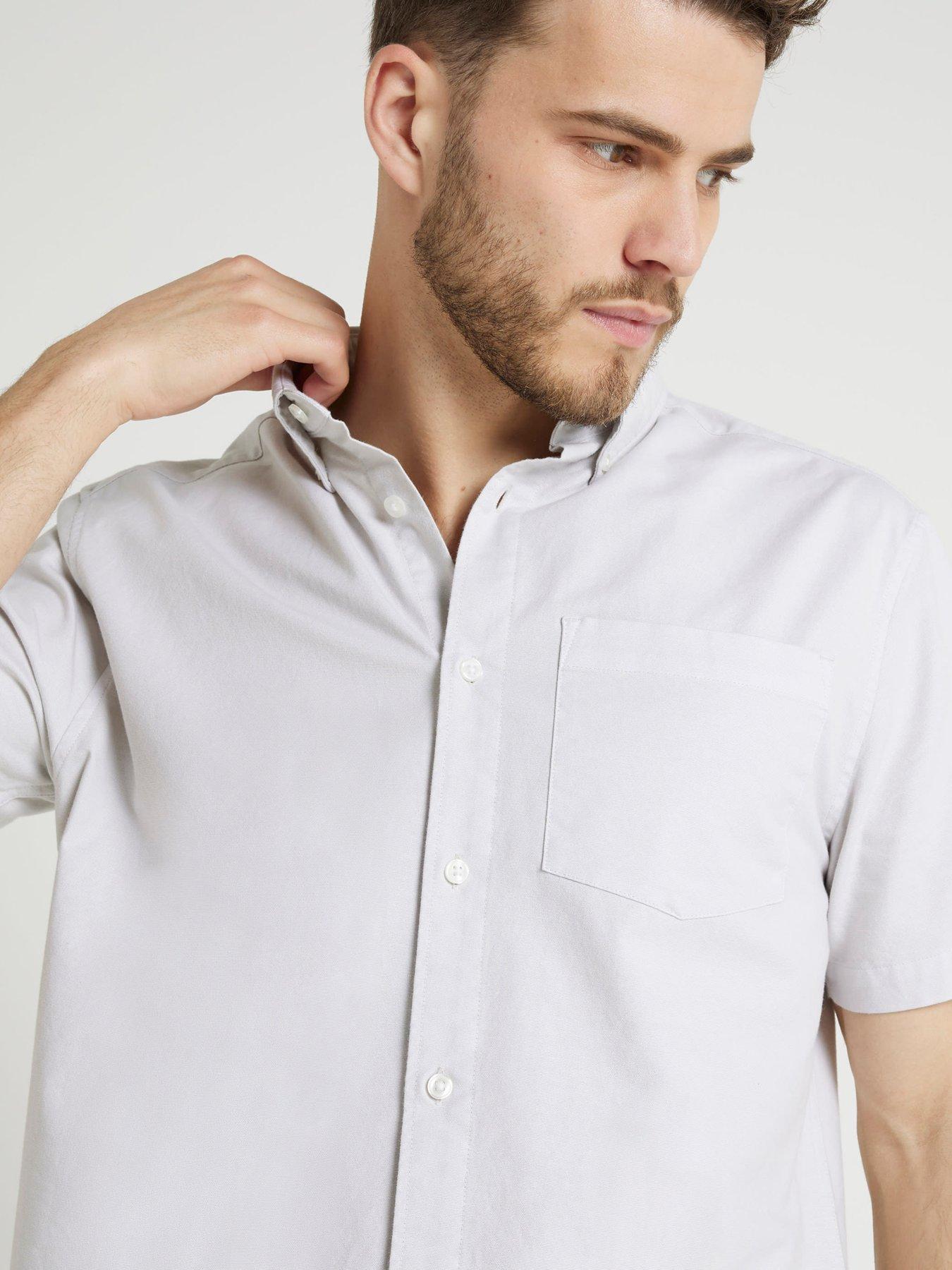 river-island-short-sleeve-laundered-oxford-shirt-greyoutfit