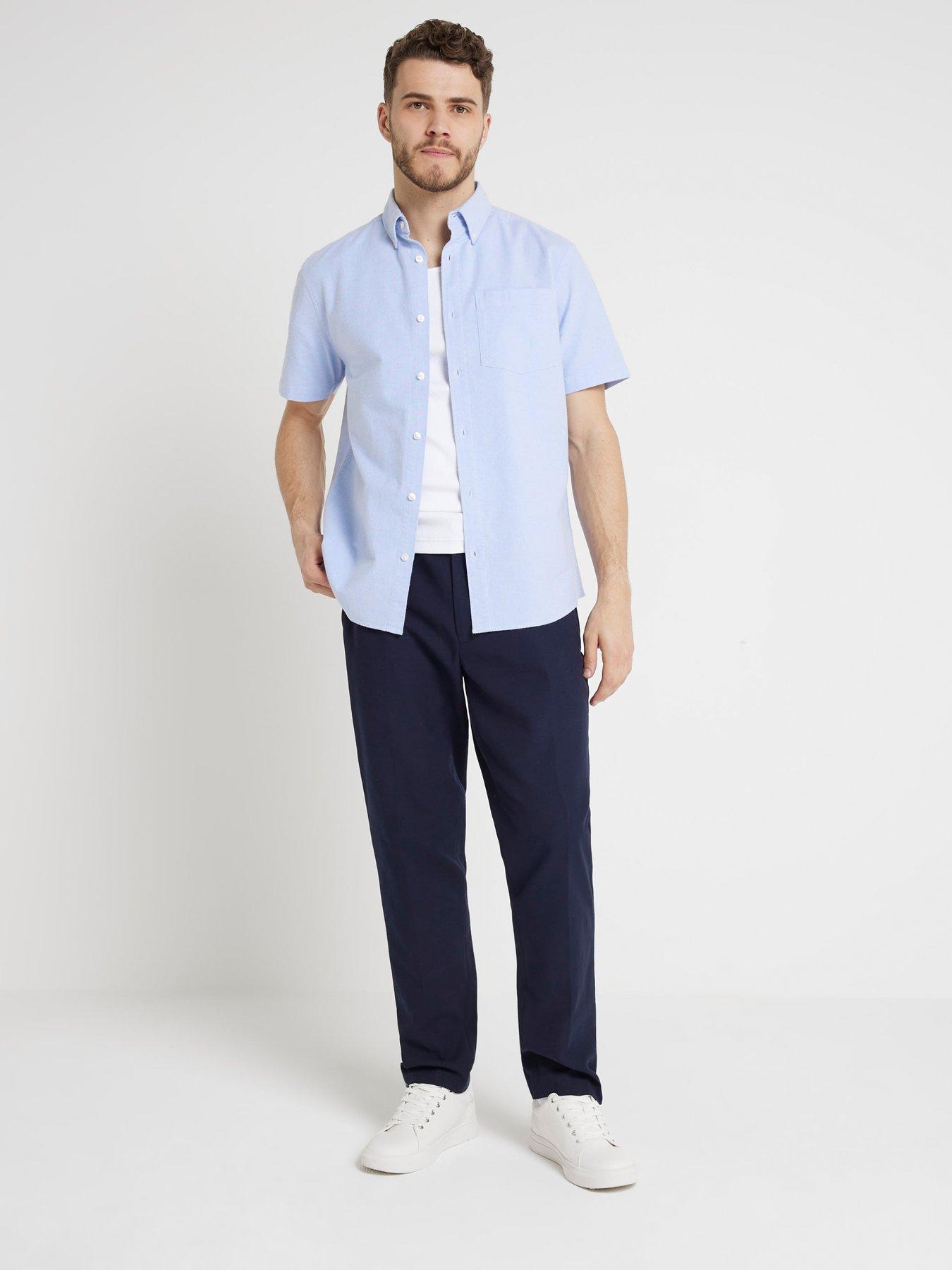 river-island-short-sleeve-laundered-oxford-shirt-blueback