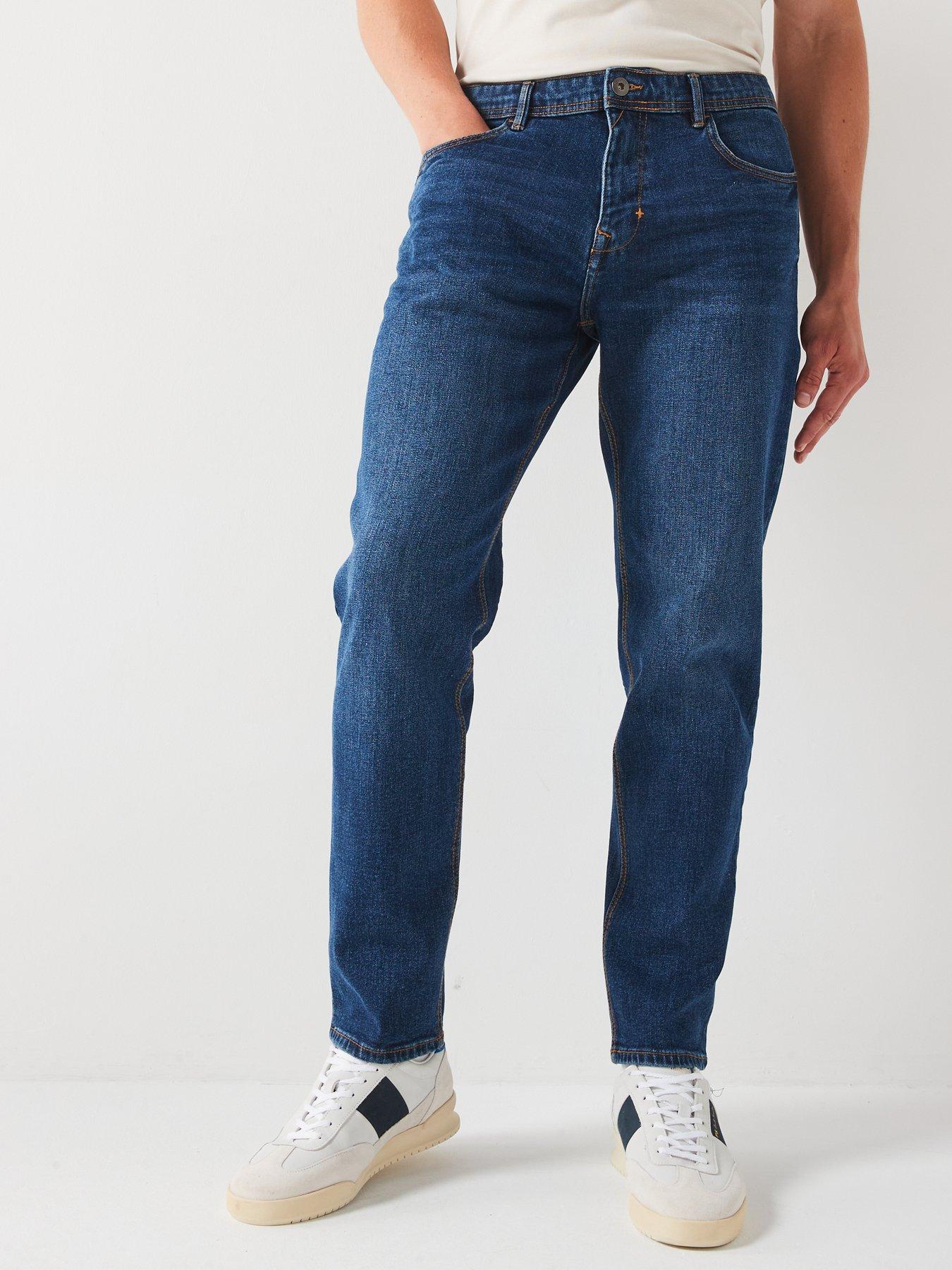 Image 1 of 6 of The Very Collection Straight Tapered Jean with Stretch - Mid Blue Wash