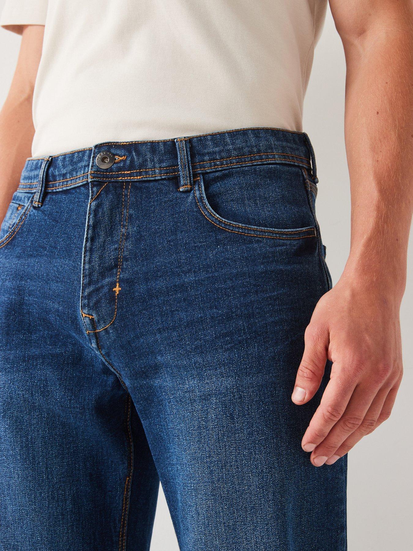 Image 4 of 6 of The Very Collection Straight Tapered Jean with Stretch - Mid Blue Wash