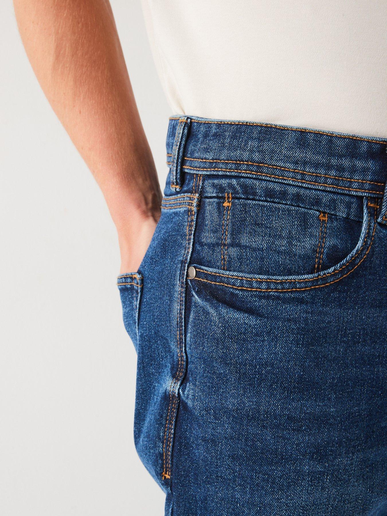Image 6 of 6 of The Very Collection Straight Tapered Jean with Stretch - Mid Blue Wash