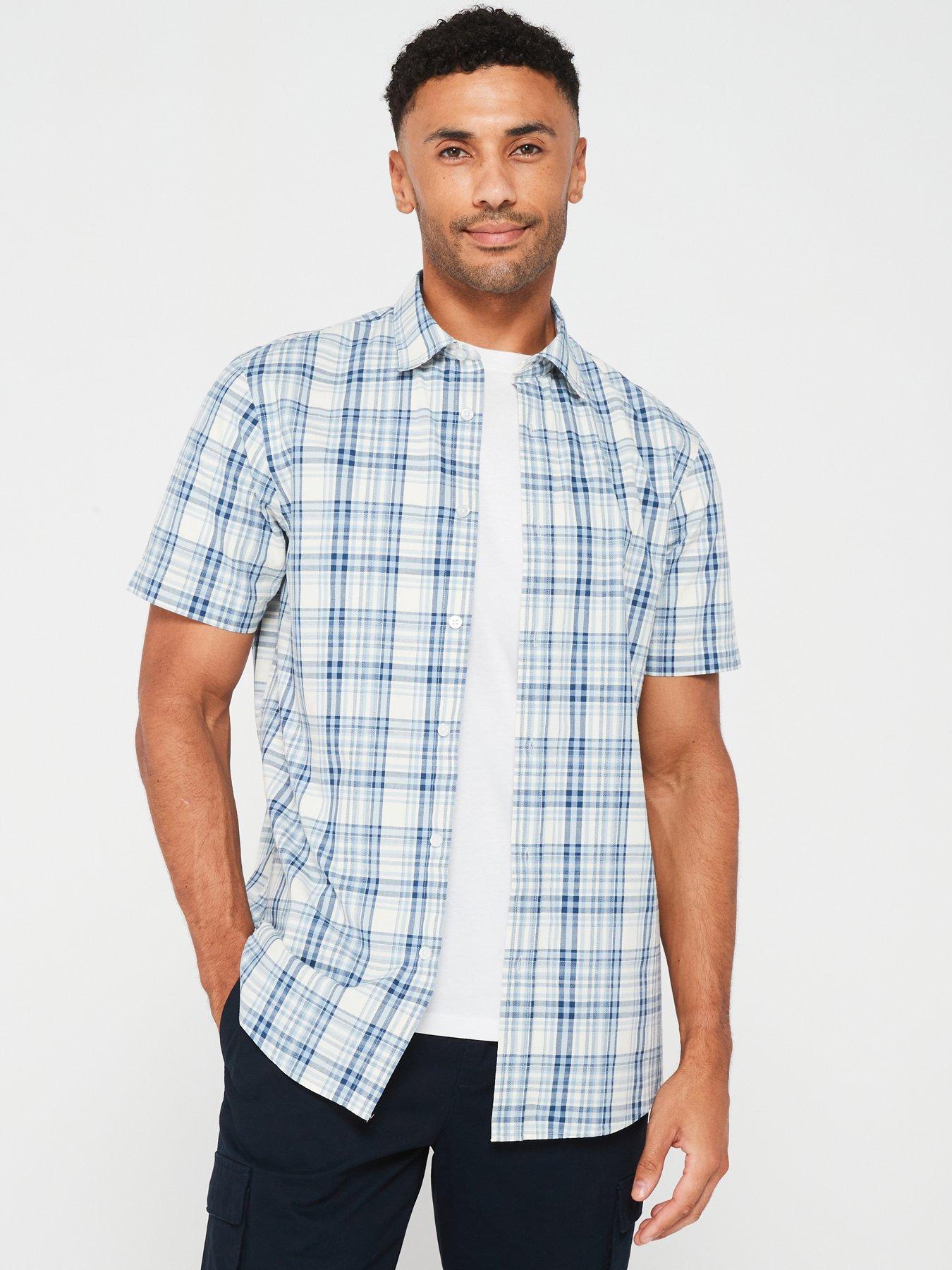 very-man-short-sleeve-check-shirt-blue